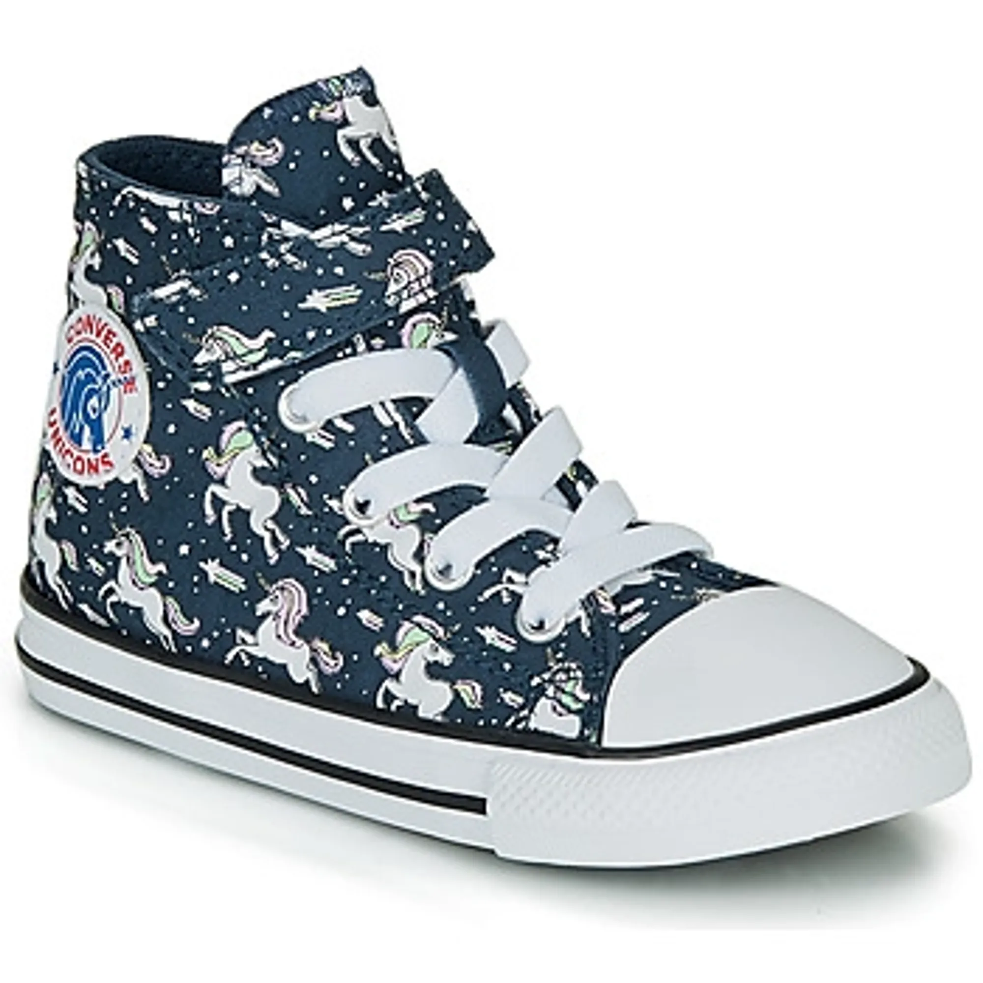 Converse Nursery 'Unicons' Hook and Loop Chuck Taylor All Star High Top Trainer - Navy / Black / White