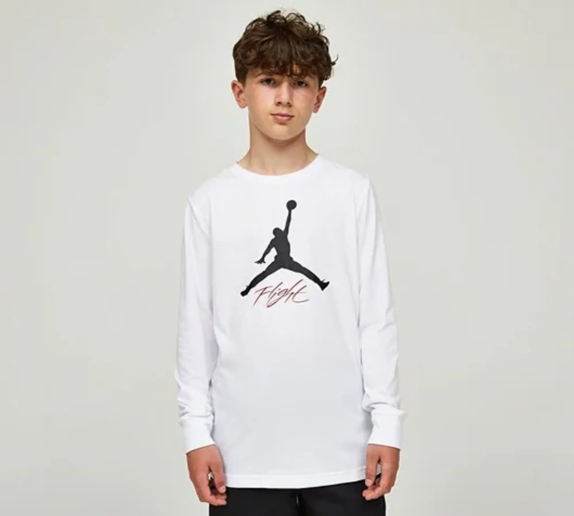 Nike Jordan Jordan Junior Baseline Flight Long Sleeve T-Shirt - White - Size S/B - White