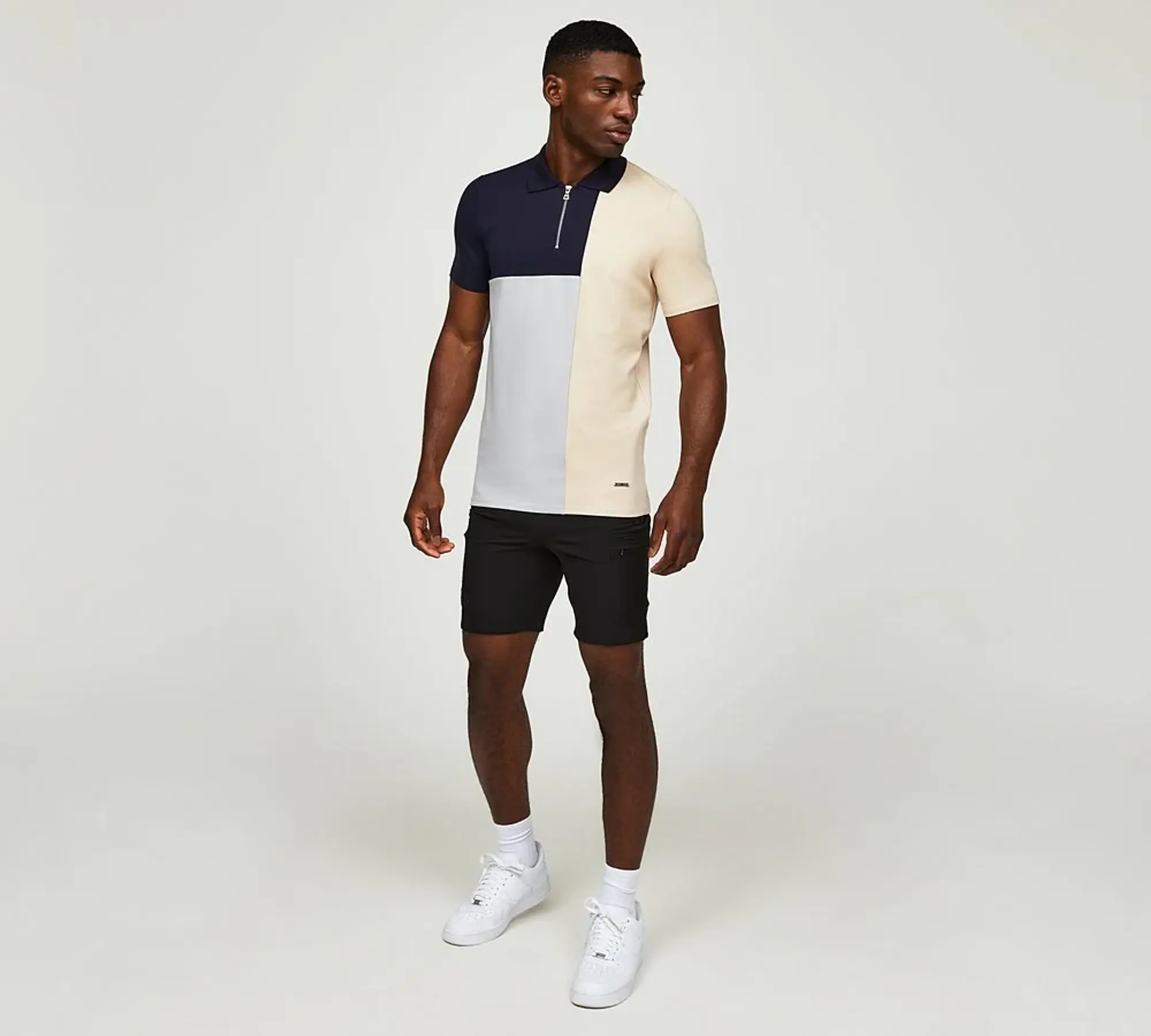 Belier Cut and Sew Polo Shirt - Navy - Size XL - Navy