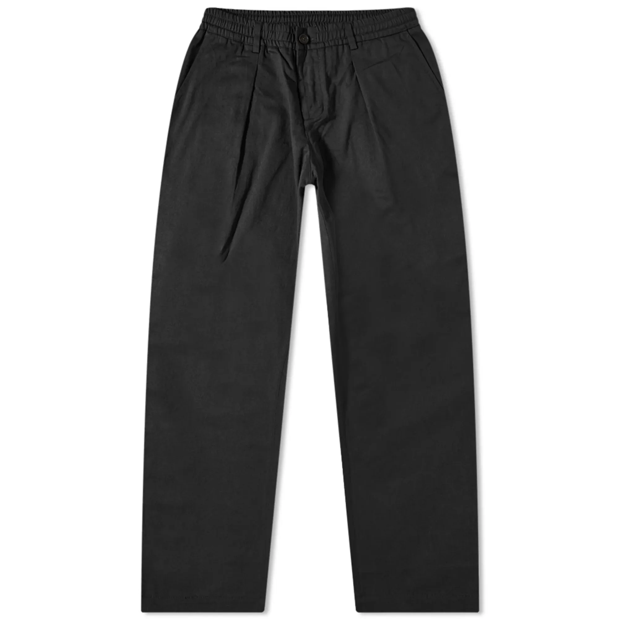 Universal Works Men's Twill Pleated Track Pant Black | 00134-BLK