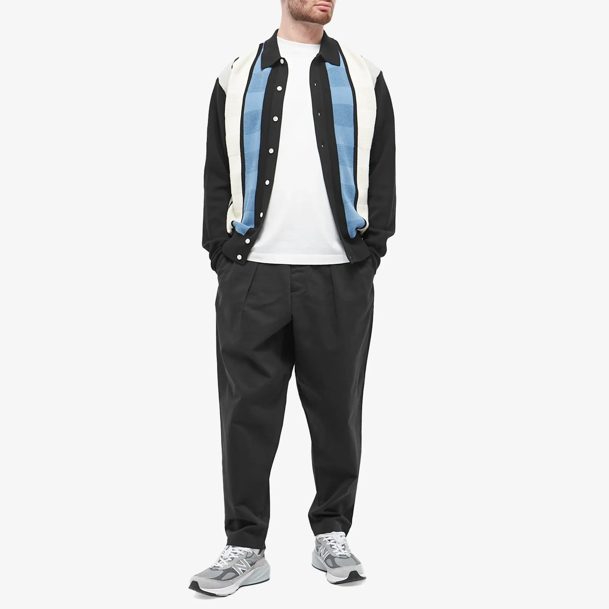 Universal Works Men's Twill Pleated Track Pant Black | 00134-BLK