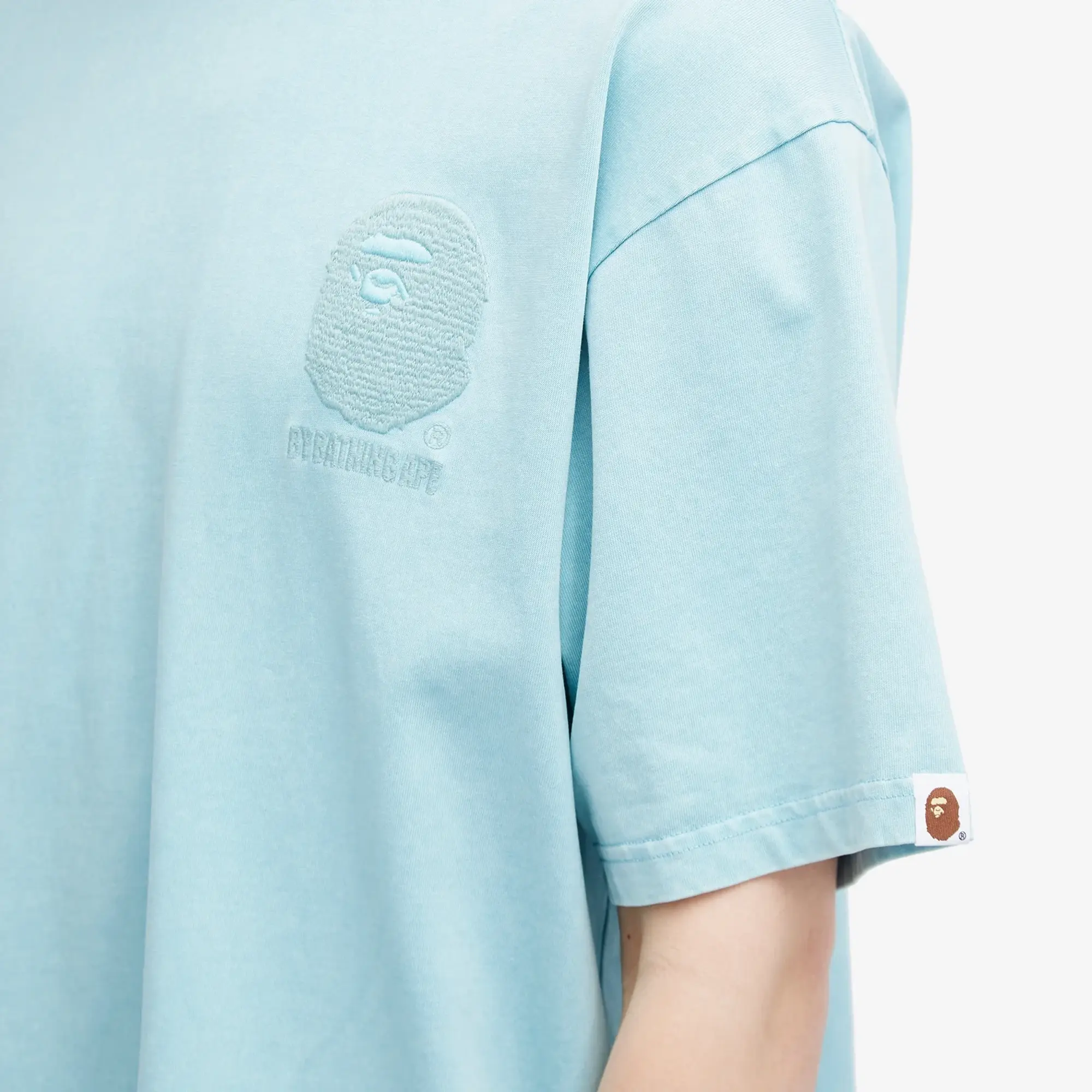 A Bathing Ape Men's One Point Acid Wash T-Shirt Blue