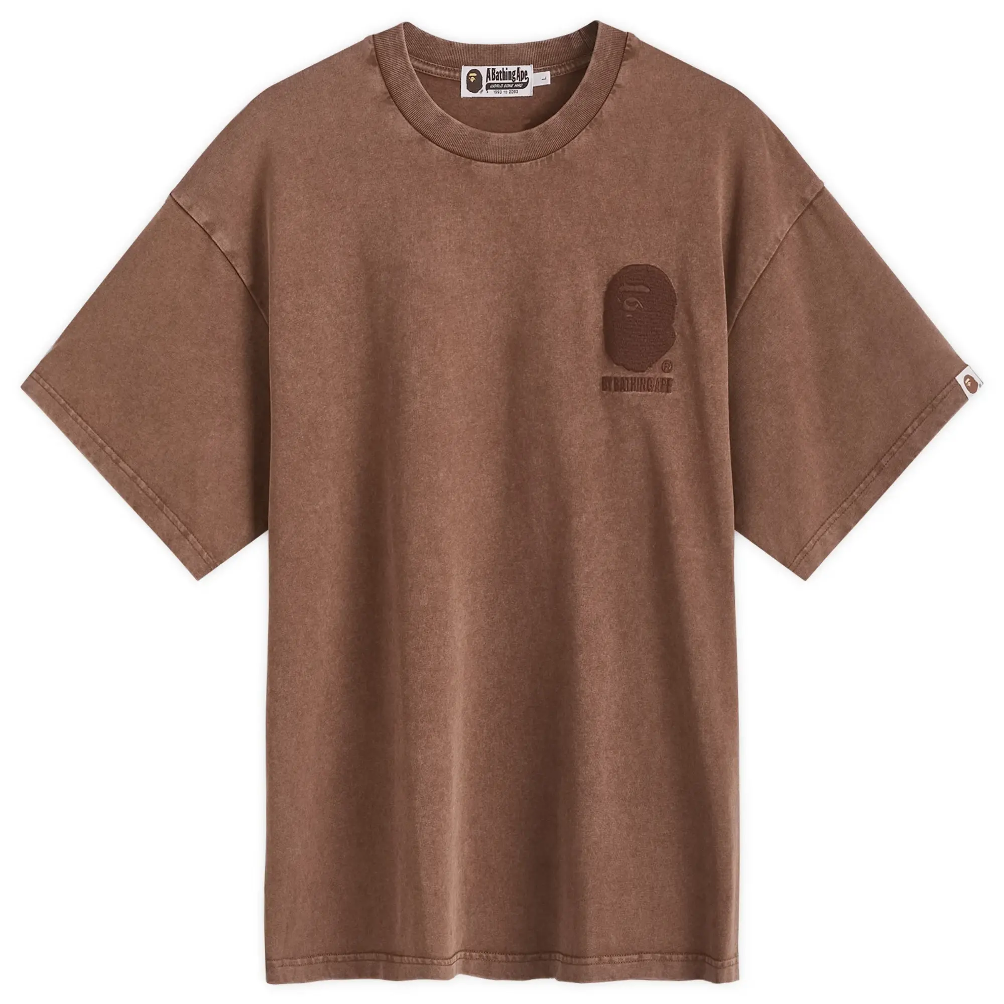 A Bathing Ape Men's One Point Acid Wash T-Shirt Brown