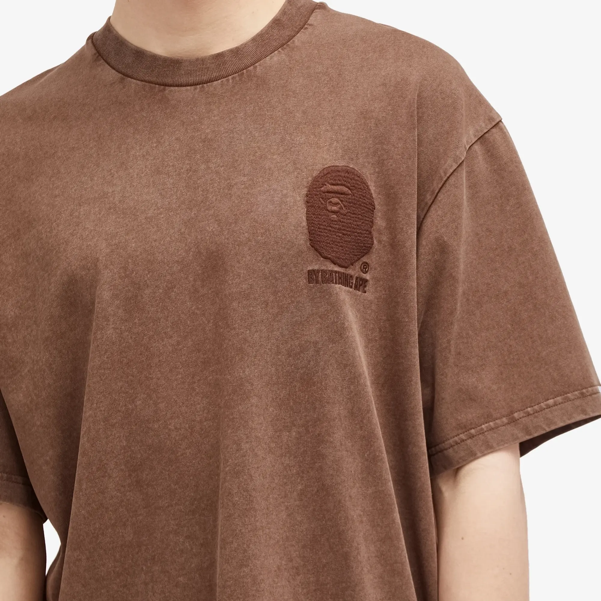 A Bathing Ape Men's One Point Acid Wash T-Shirt Brown