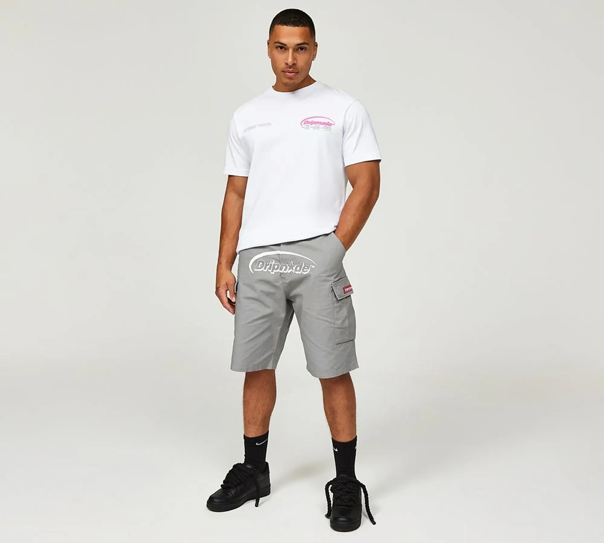 Dripmade Ambush Cargo Short - Grey / White