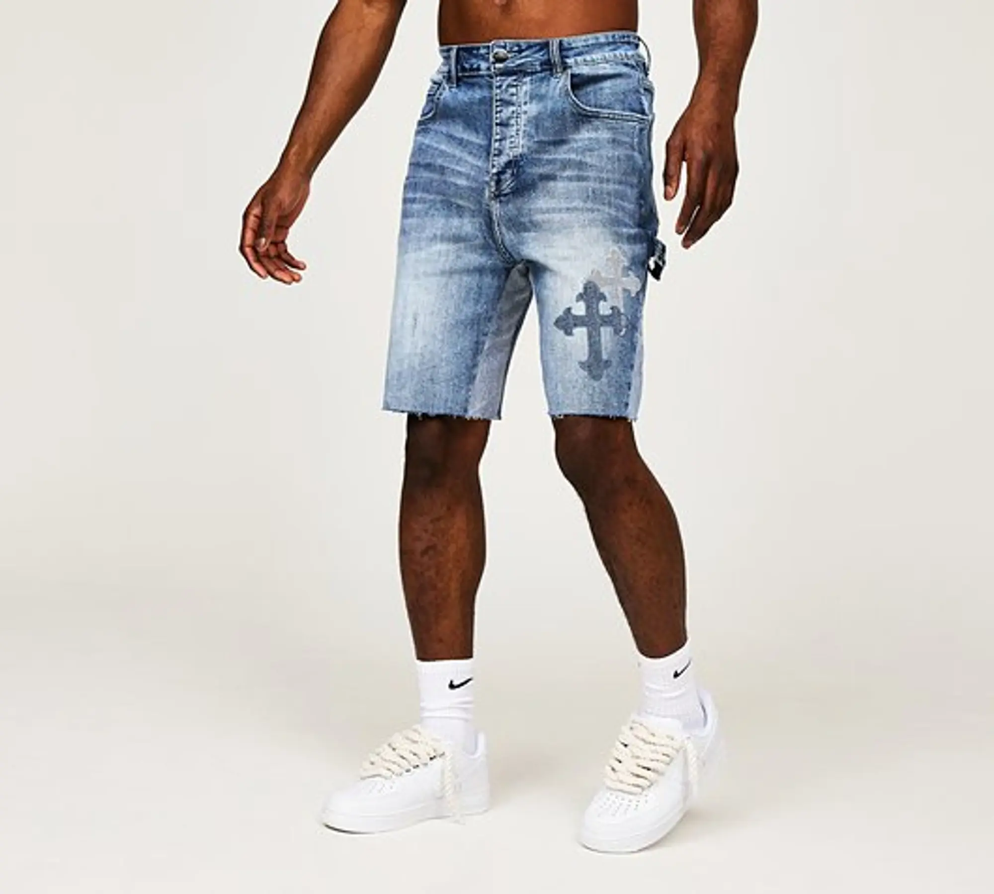 Dripmade Riot Flare Denim Short - Light Blue