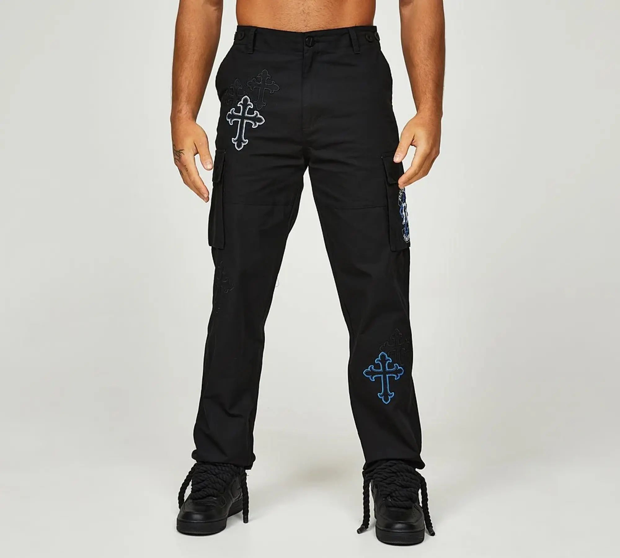 Dripmade Amity Scroll Cargo Pant - Black - Size L - Black