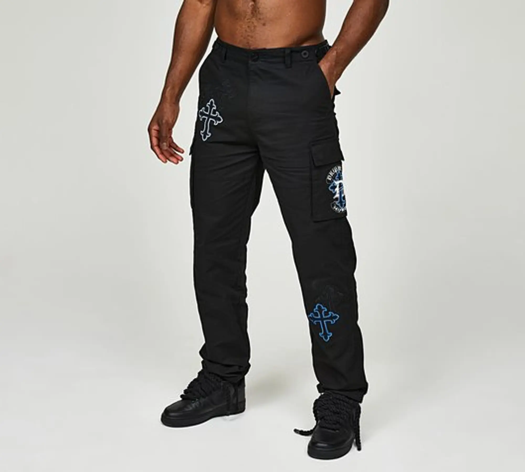 Dripmade Amity Scroll Cargo Pant - Black - Size L - Black