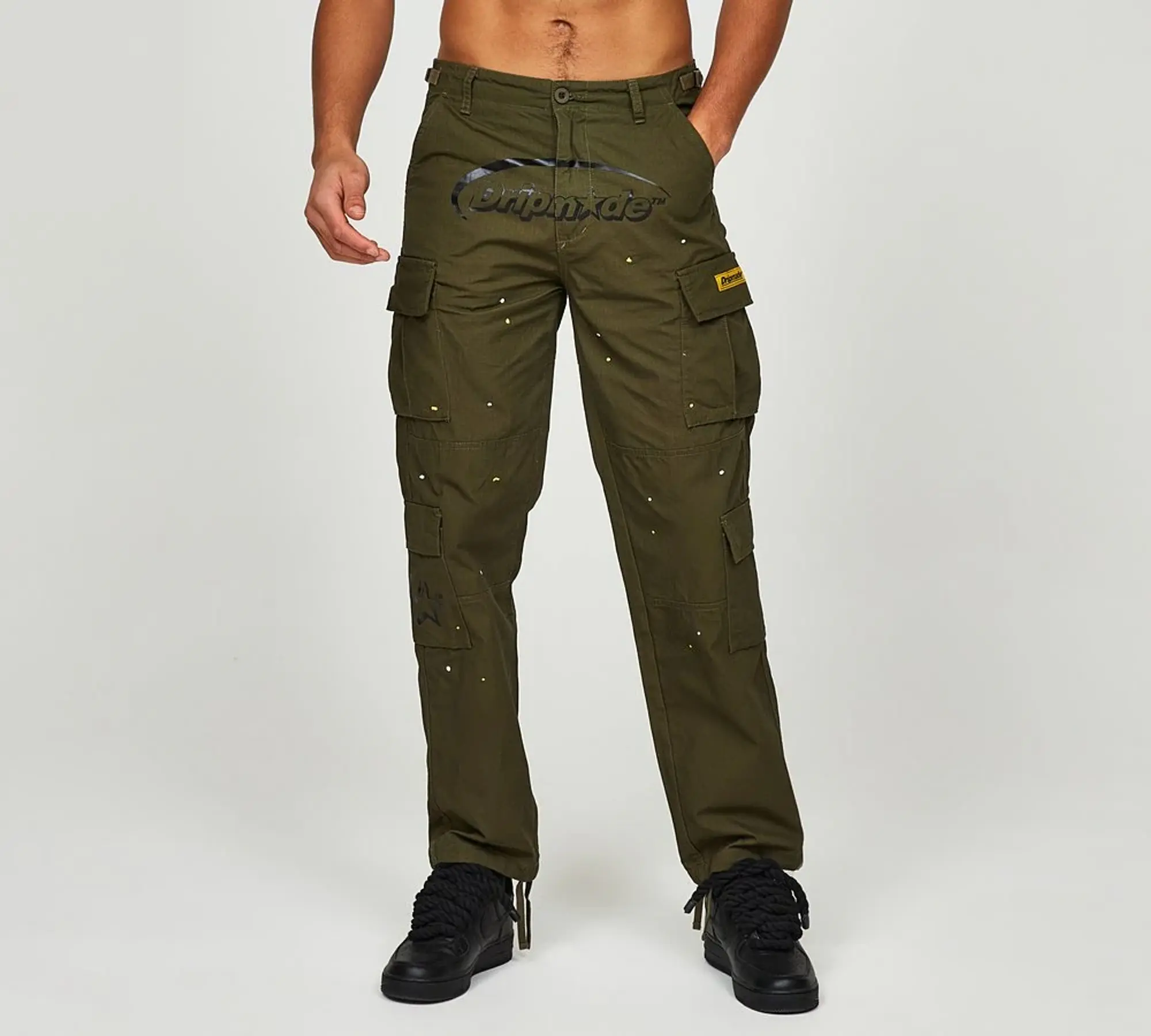 Dripmade Ambush Paint Splatter Cargo Pant - Olive Night / Dark Green Camo