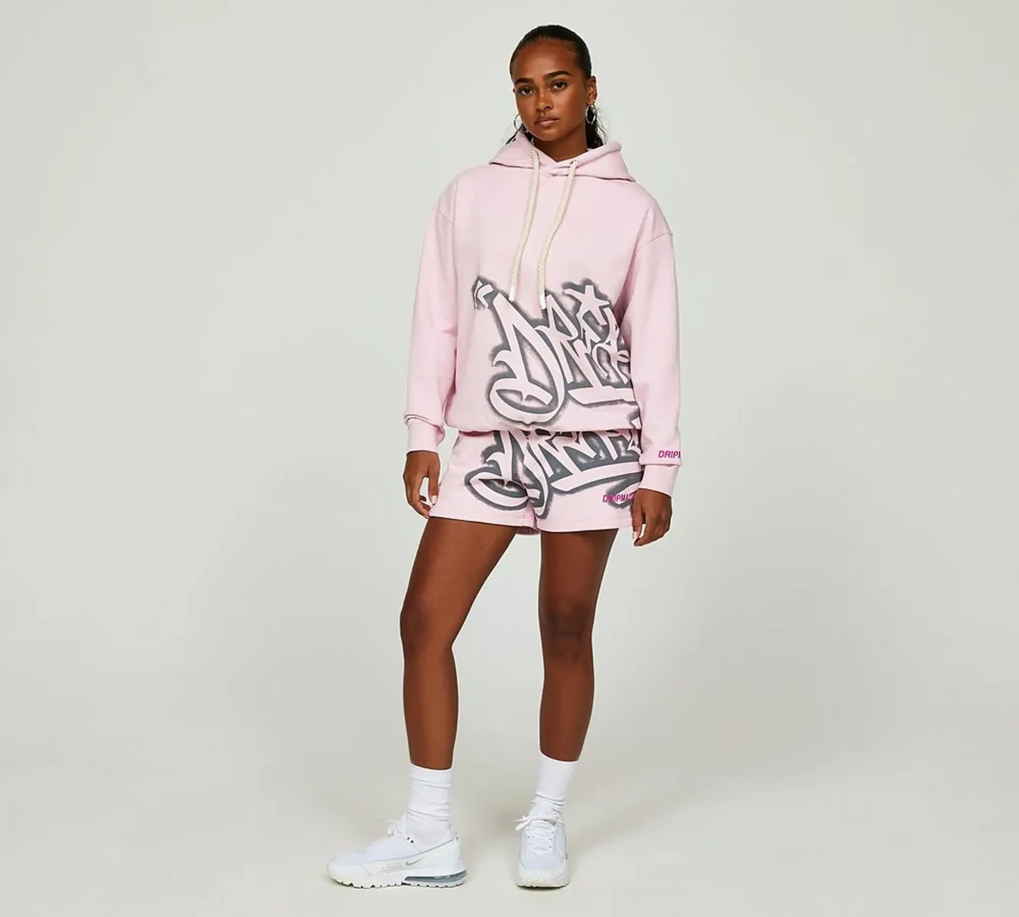 Dripmade Womens Graffiti Spray Overhead Hoodie - Pink - Size M - Pink