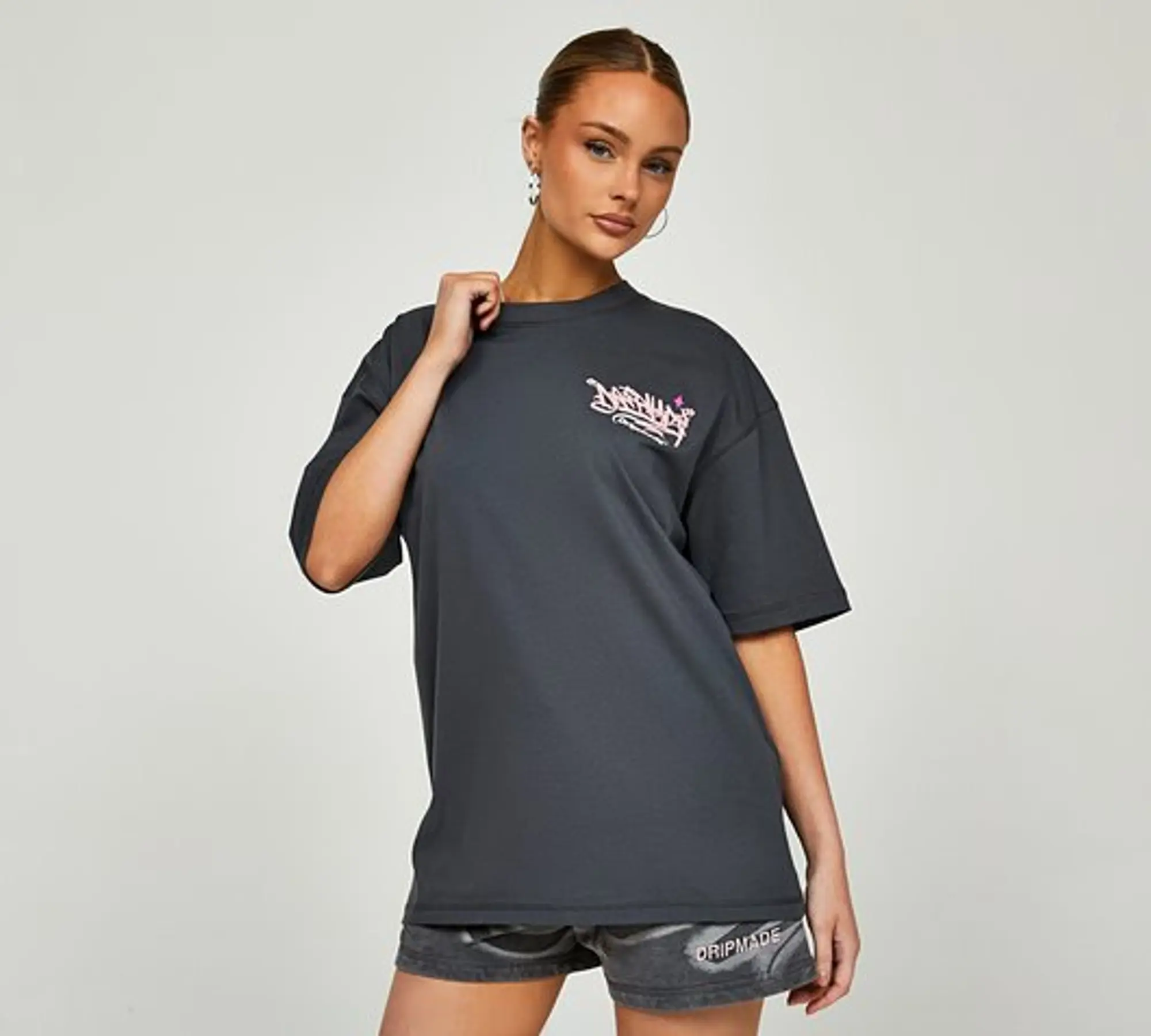 Dripmade Womens Street Tour 2.0 Boyfriend T-Shirt - Grey - Size XL - Grey
