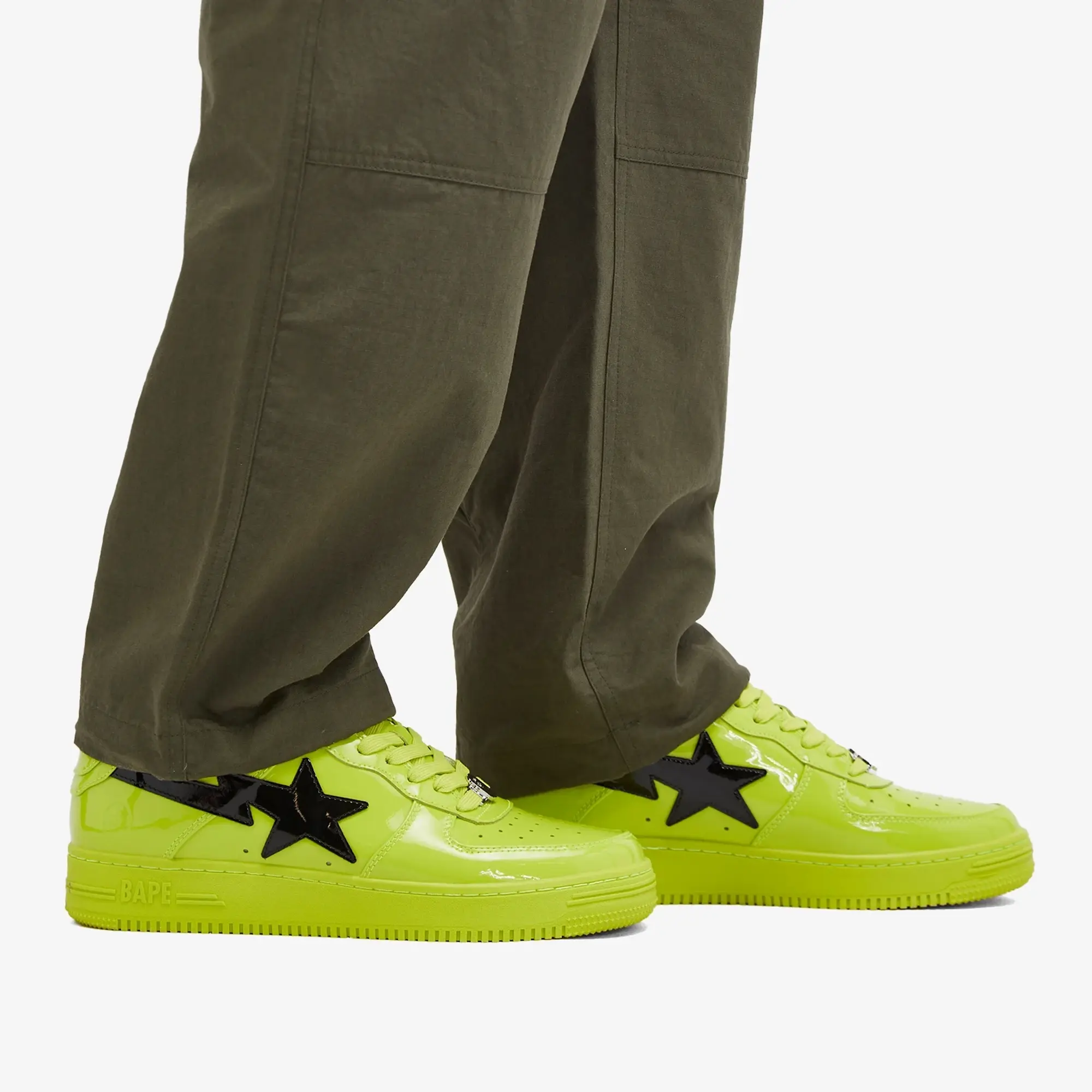 A Bathing Ape Men's BAPE Sta Painted Leather Sneaker Yellow