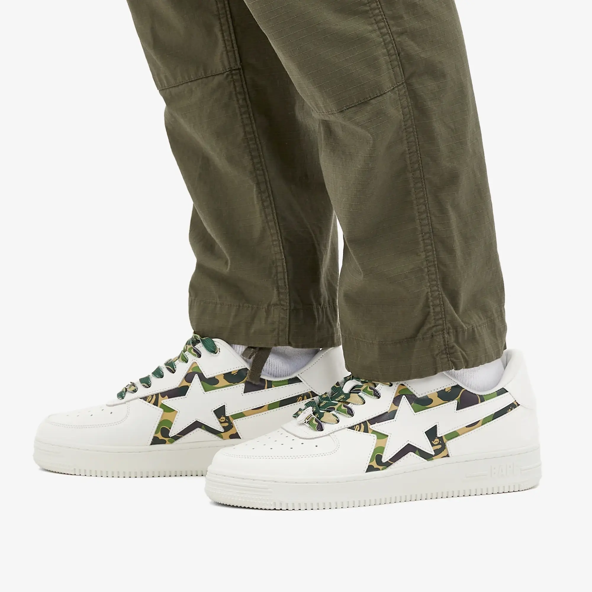 A Bathing Ape Men's BAPE Sta ABC Camo Cut Out Sneaker Green