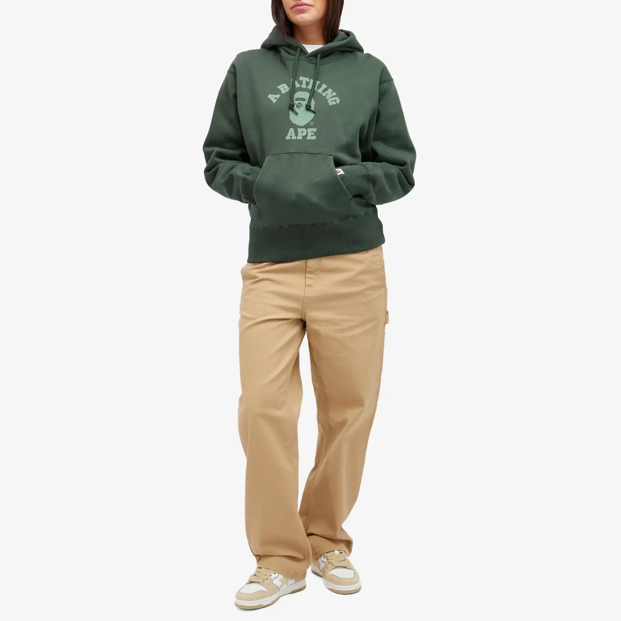A Bathing Ape Women's College Pullover Hoodie Green