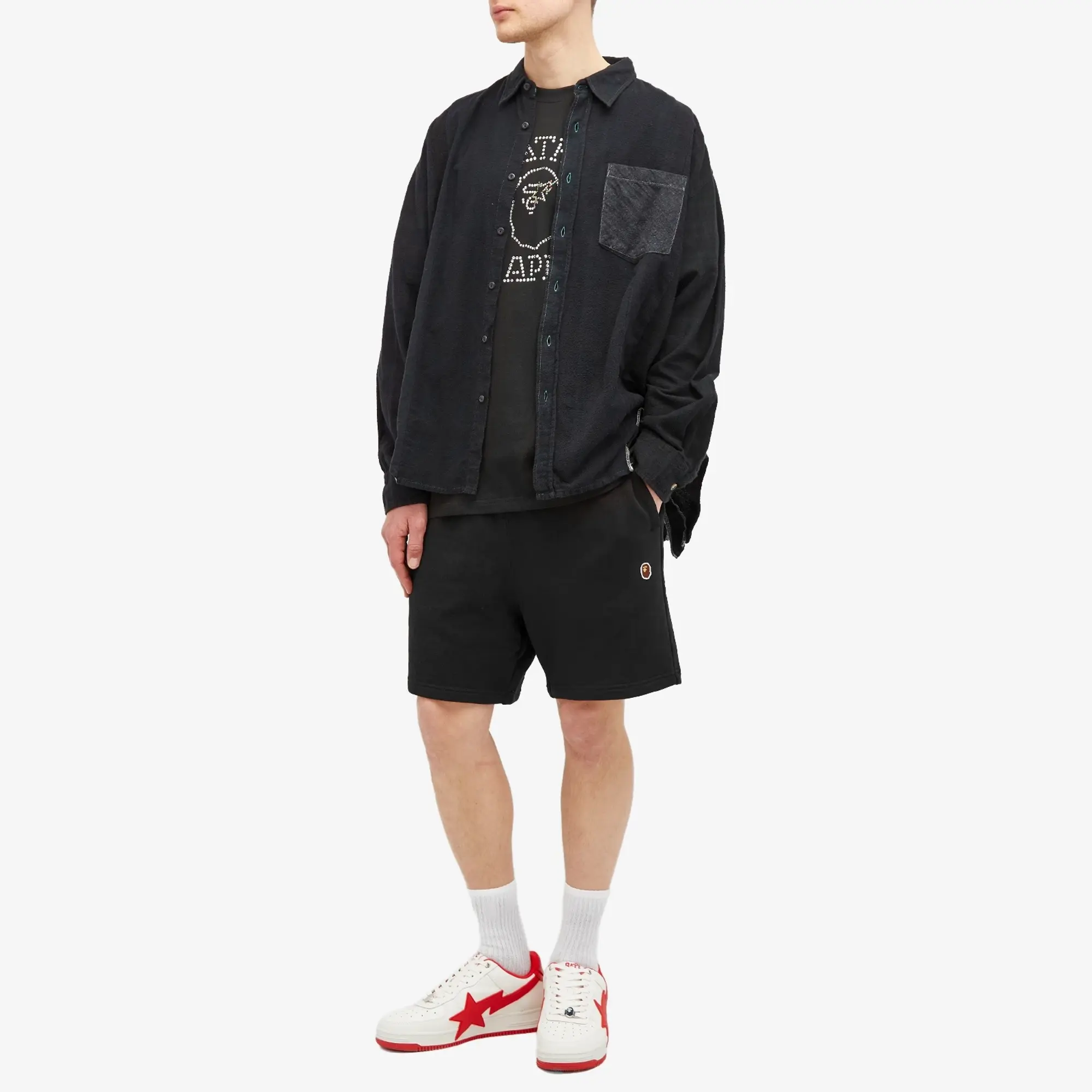 A Bathing Ape Men's One Point Sweat Short Black