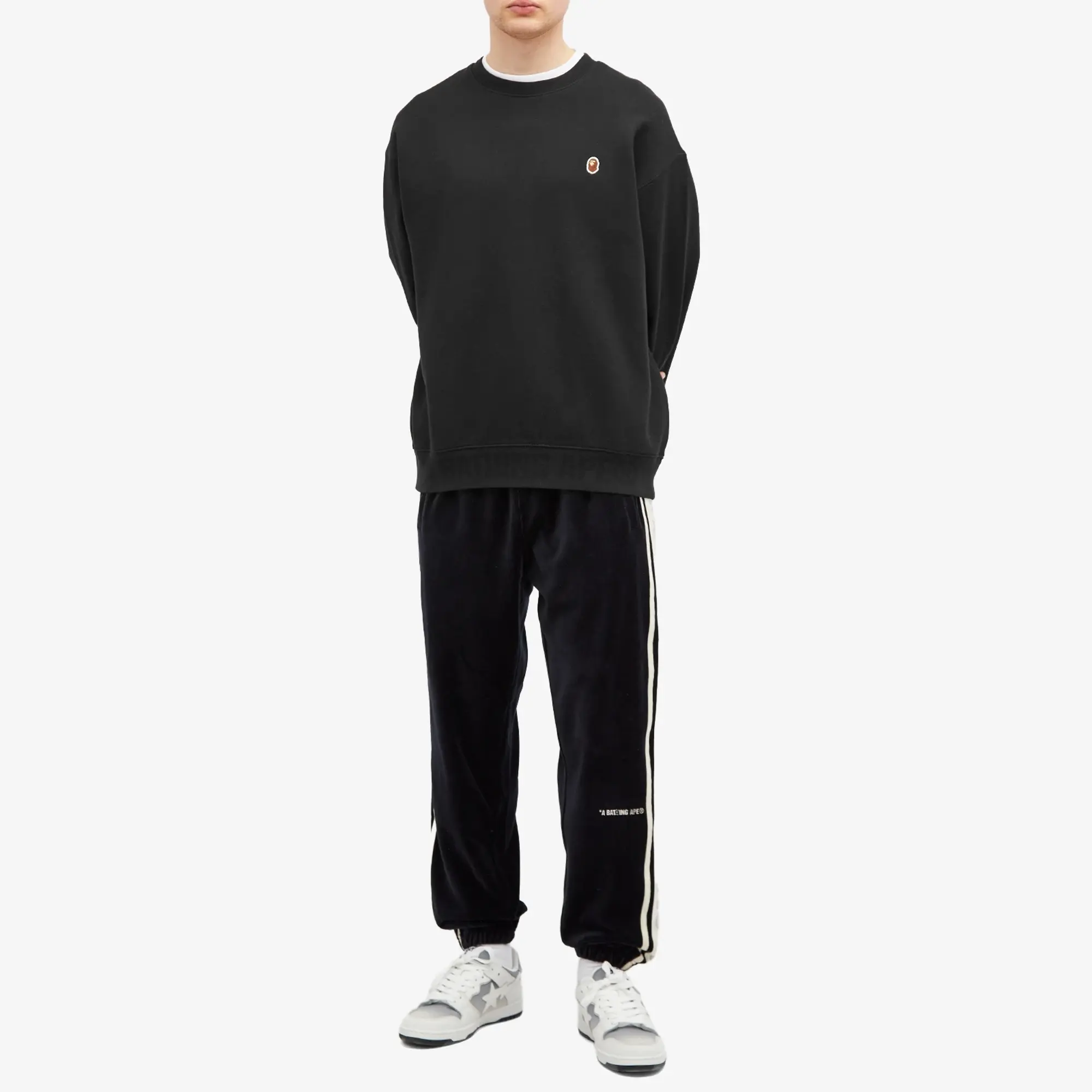 A Bathing Ape Men's Ape Head One Point Crewneck Black