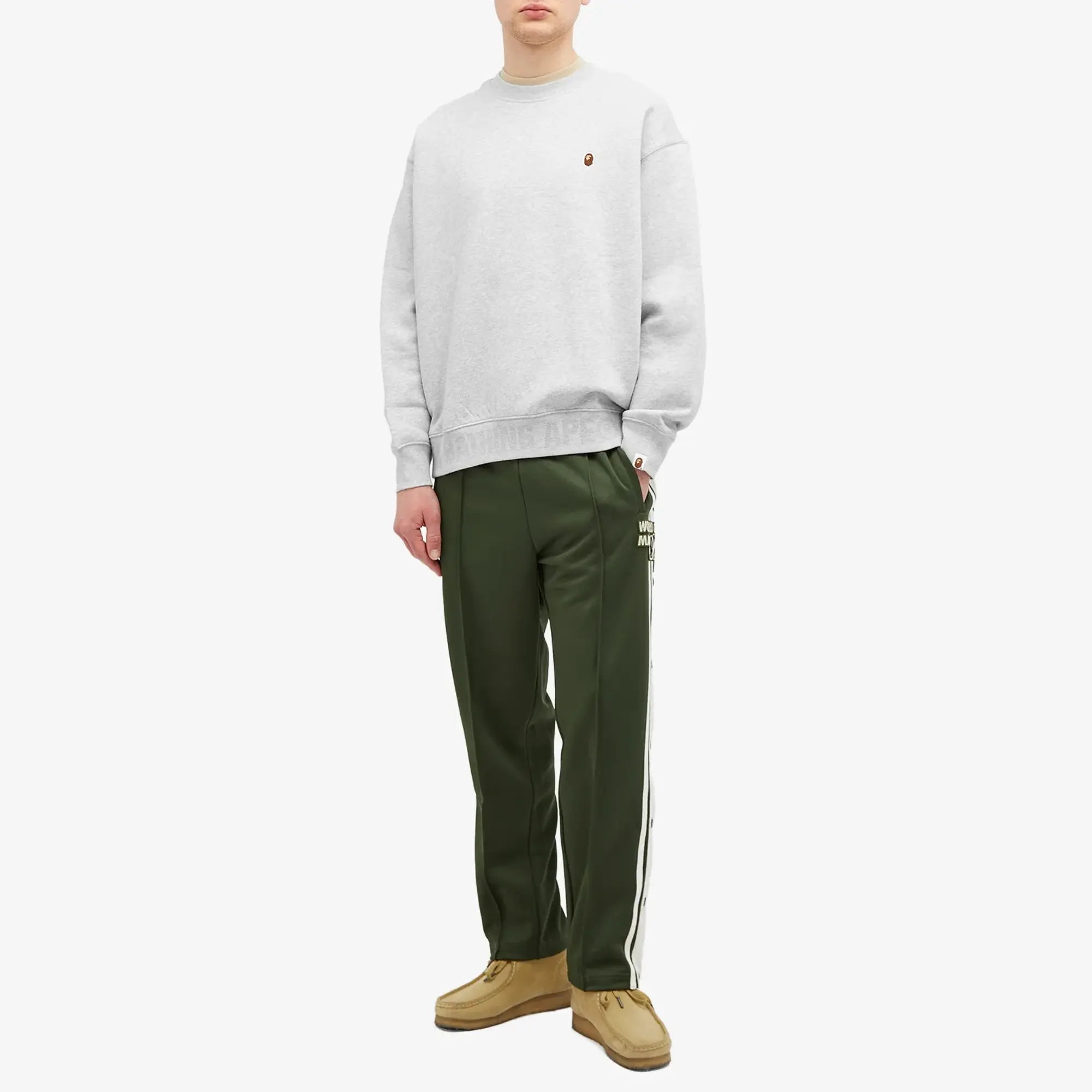 A Bathing Ape Men's Ape Head One Point Crewneck Gray