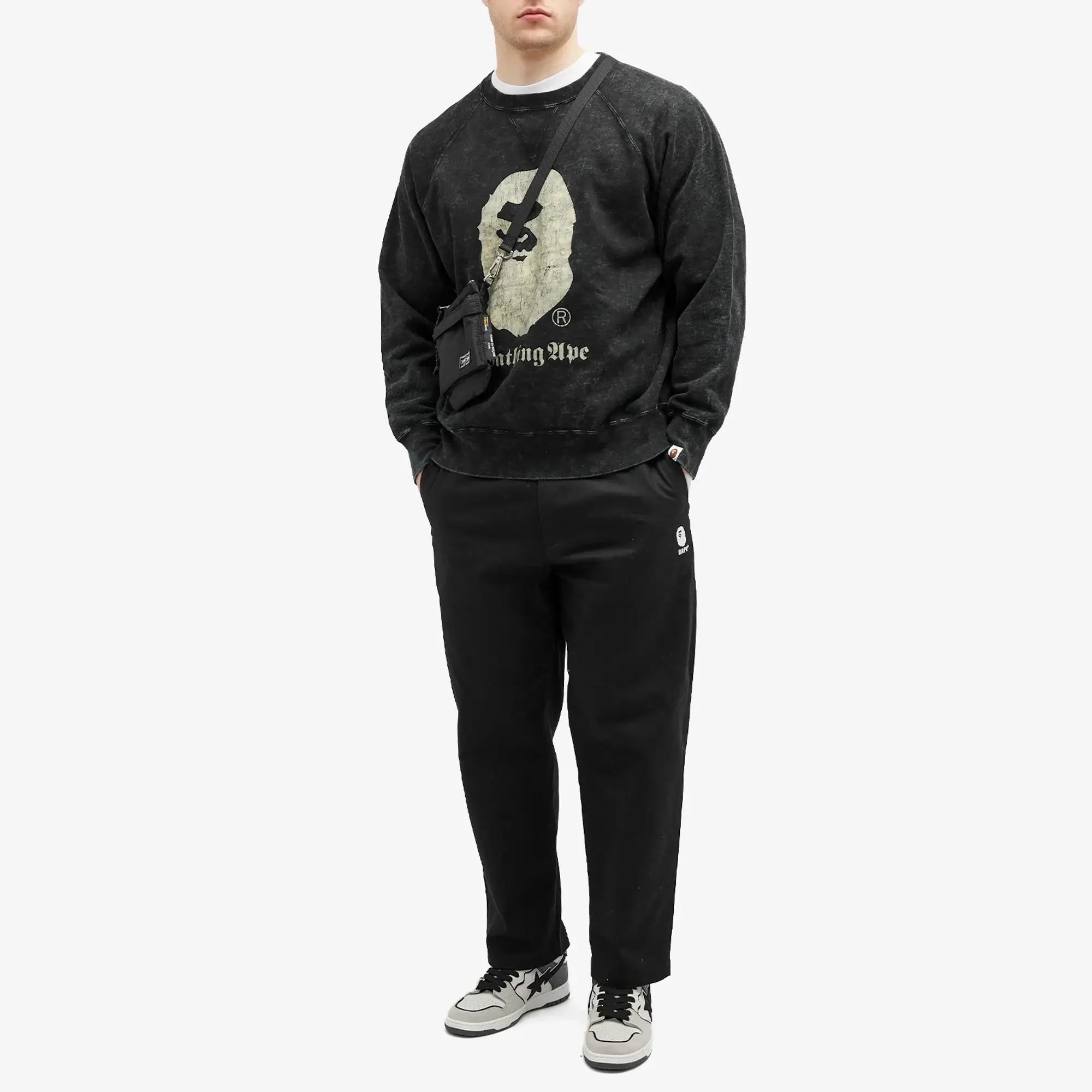 A Bathing Ape Men's Overdye Crew Neck Sweatshirt Black