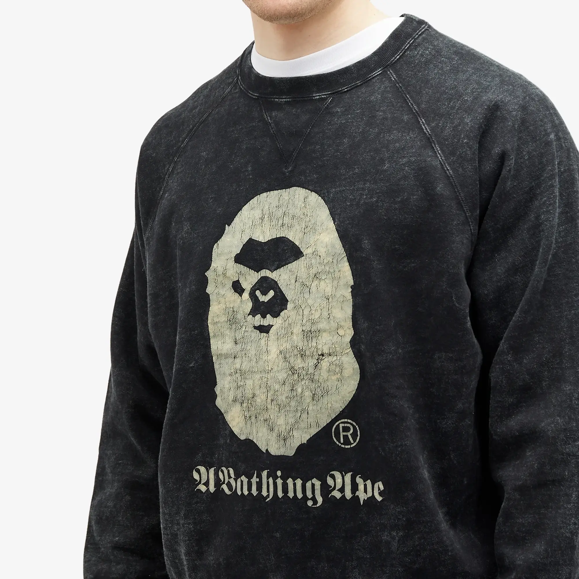 A Bathing Ape Men's Overdye Crew Neck Sweatshirt Black