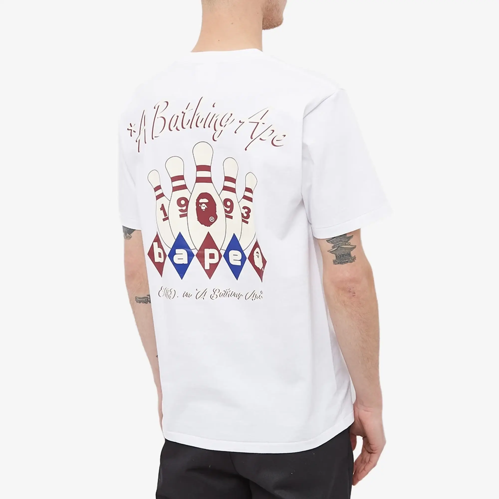 END. x A Bathing Ape Men's 'Bowling' T-Shirt White
