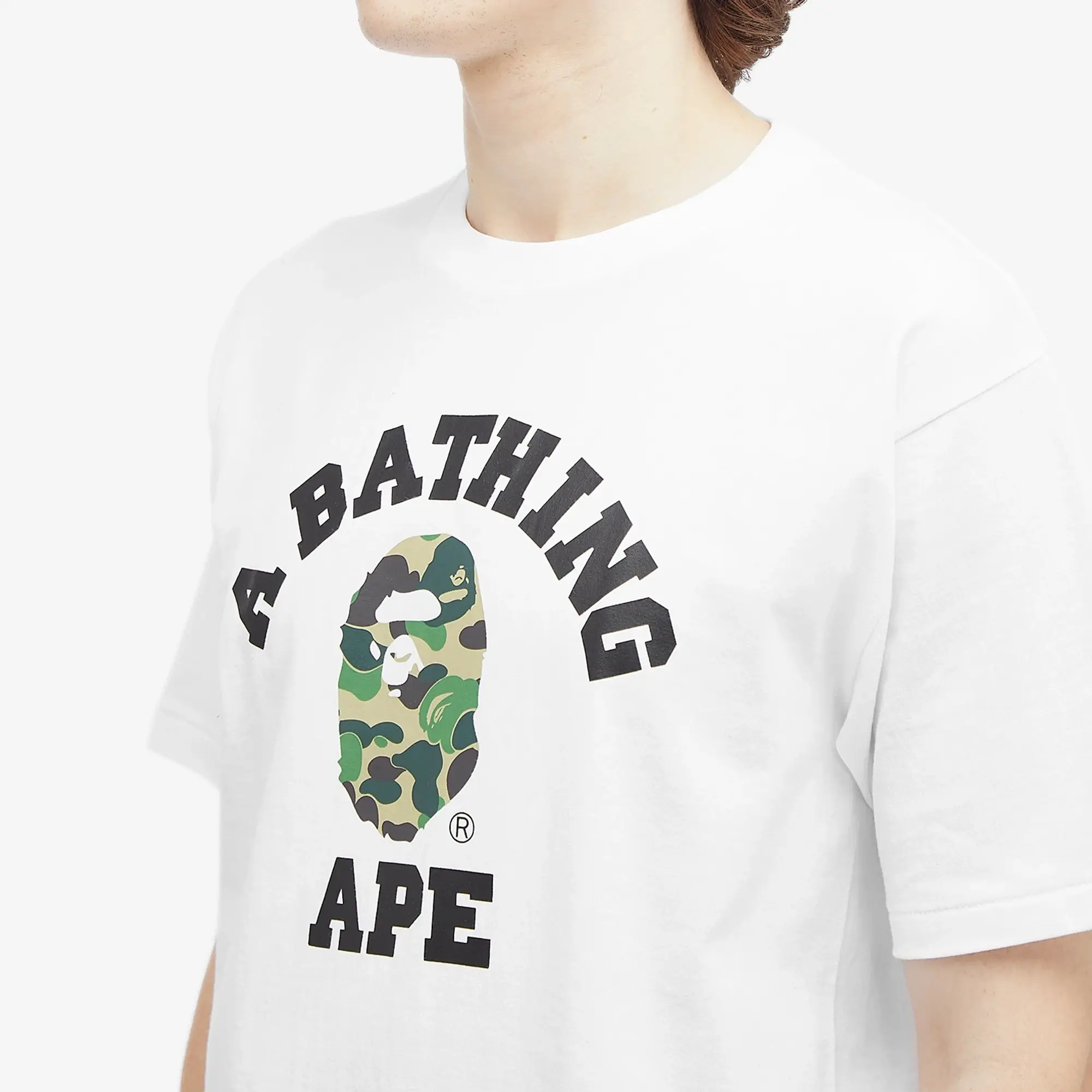 T-Shirt A Bathing Ape Abc Camo College Tee White/ Green Xxl