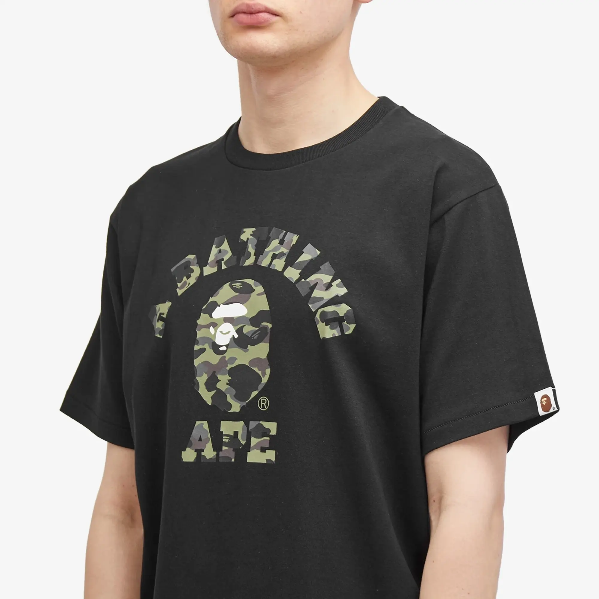A Bathing Ape Men's 1st Camo College T-Shirt Black/Green