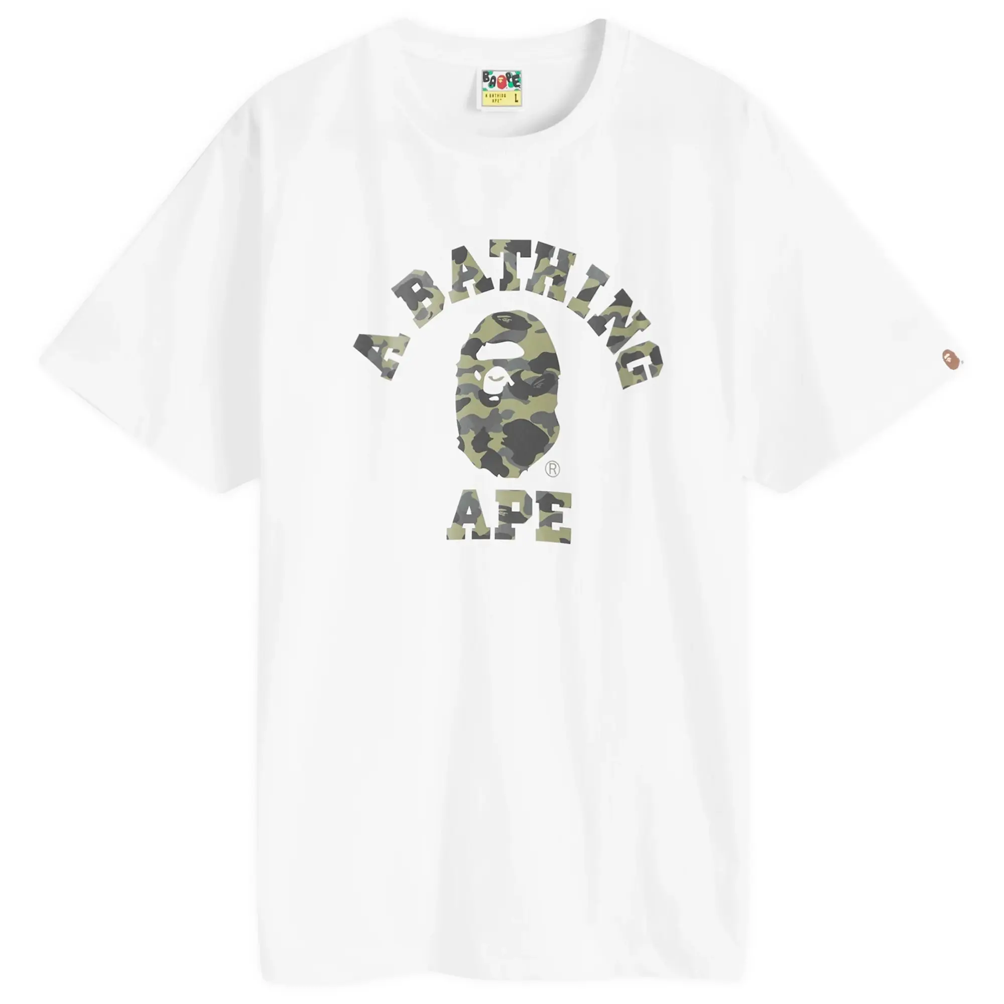 A Bathing Ape Men's 1st Camo College T-Shirt White/Green