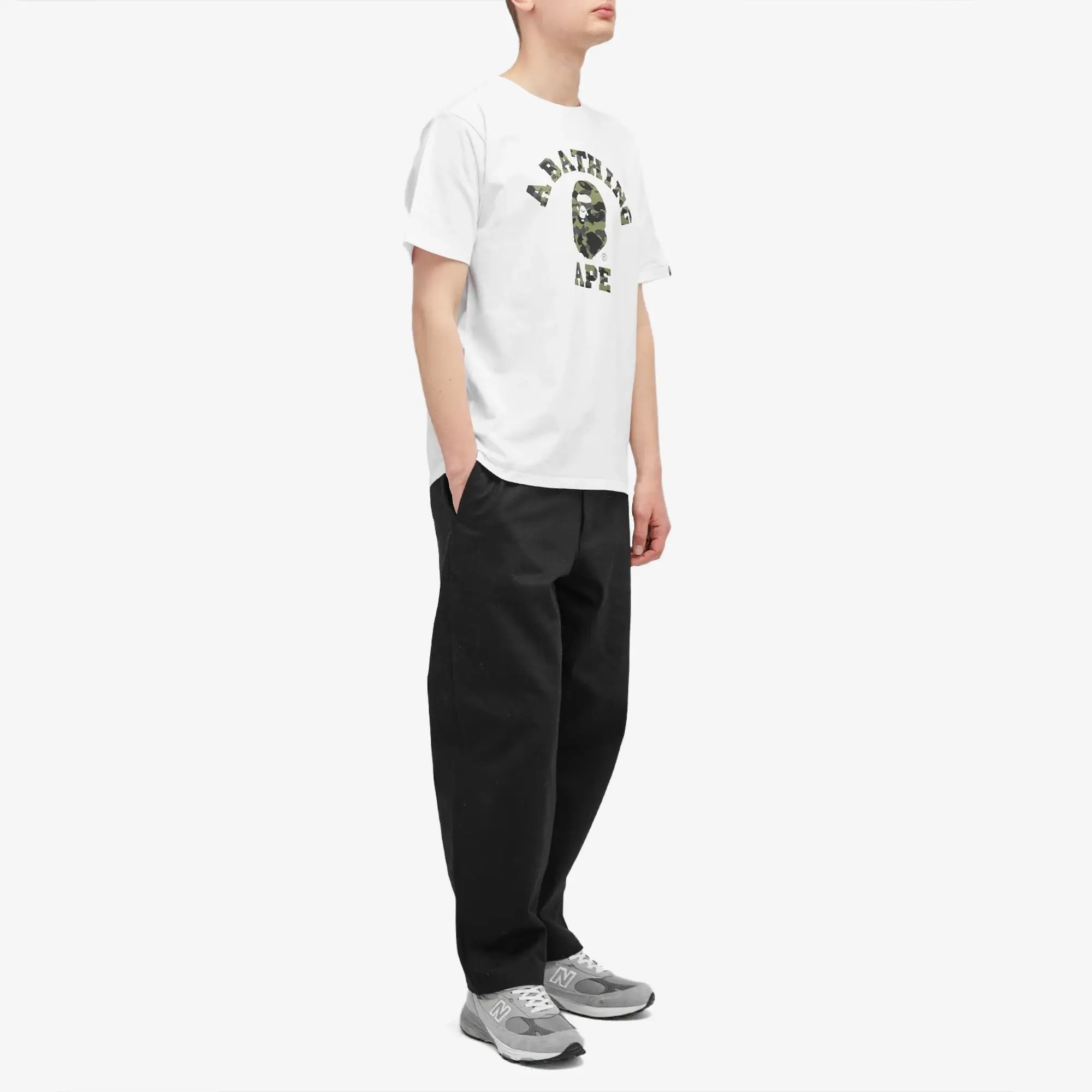 A Bathing Ape Men's 1st Camo College T-Shirt White/Green