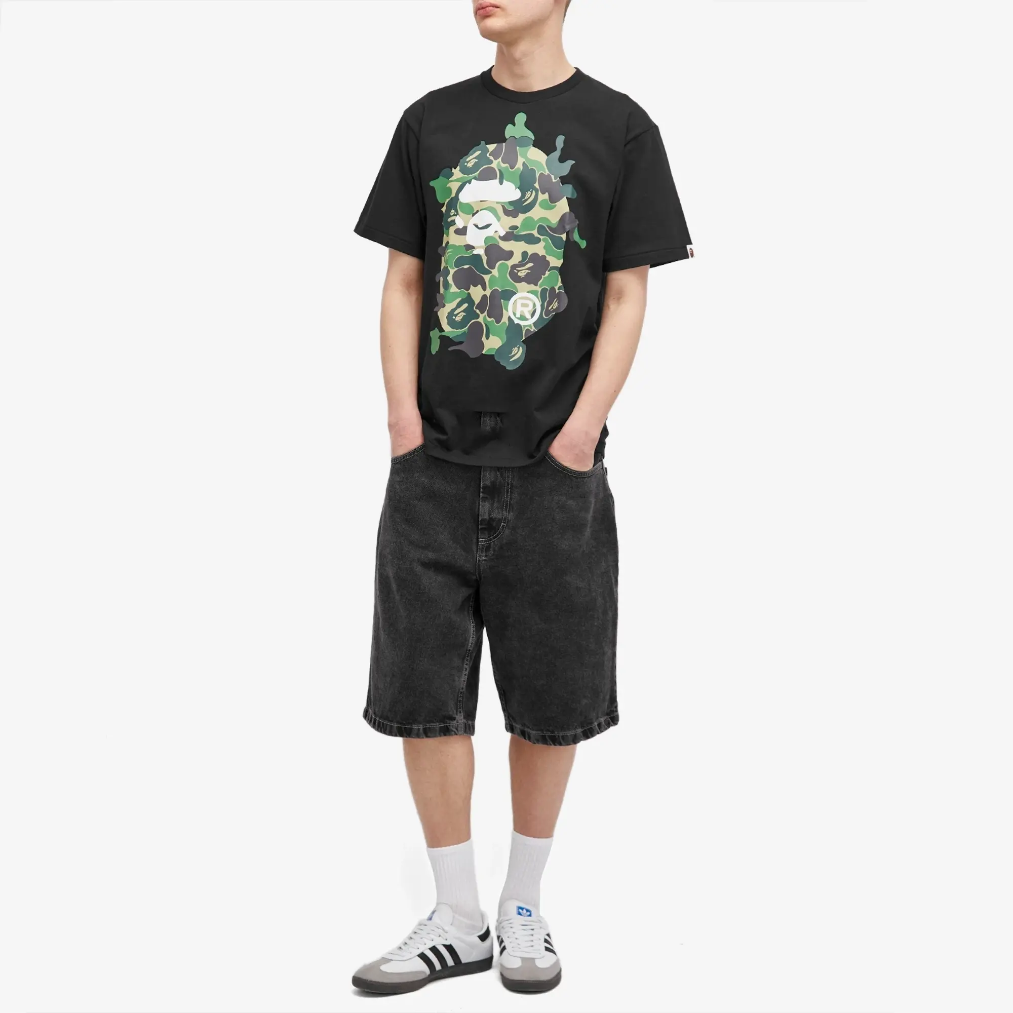 A Bathing Ape Men's ABC Camo Rebuild Big Ape Head T-Shirt Black/Green