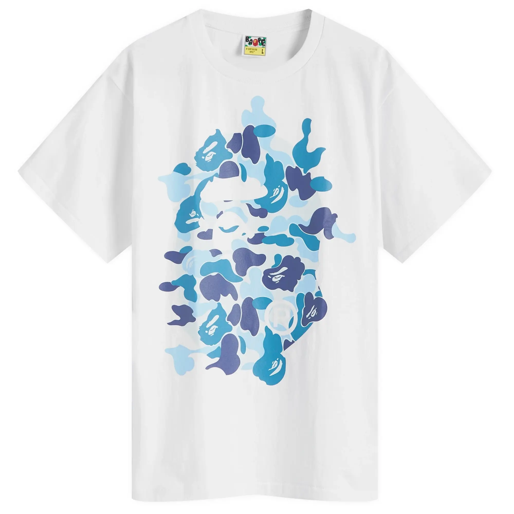 A Bathing Ape Men's ABC Camo Rebuild Big Ape Head T-Shirt White/Blue