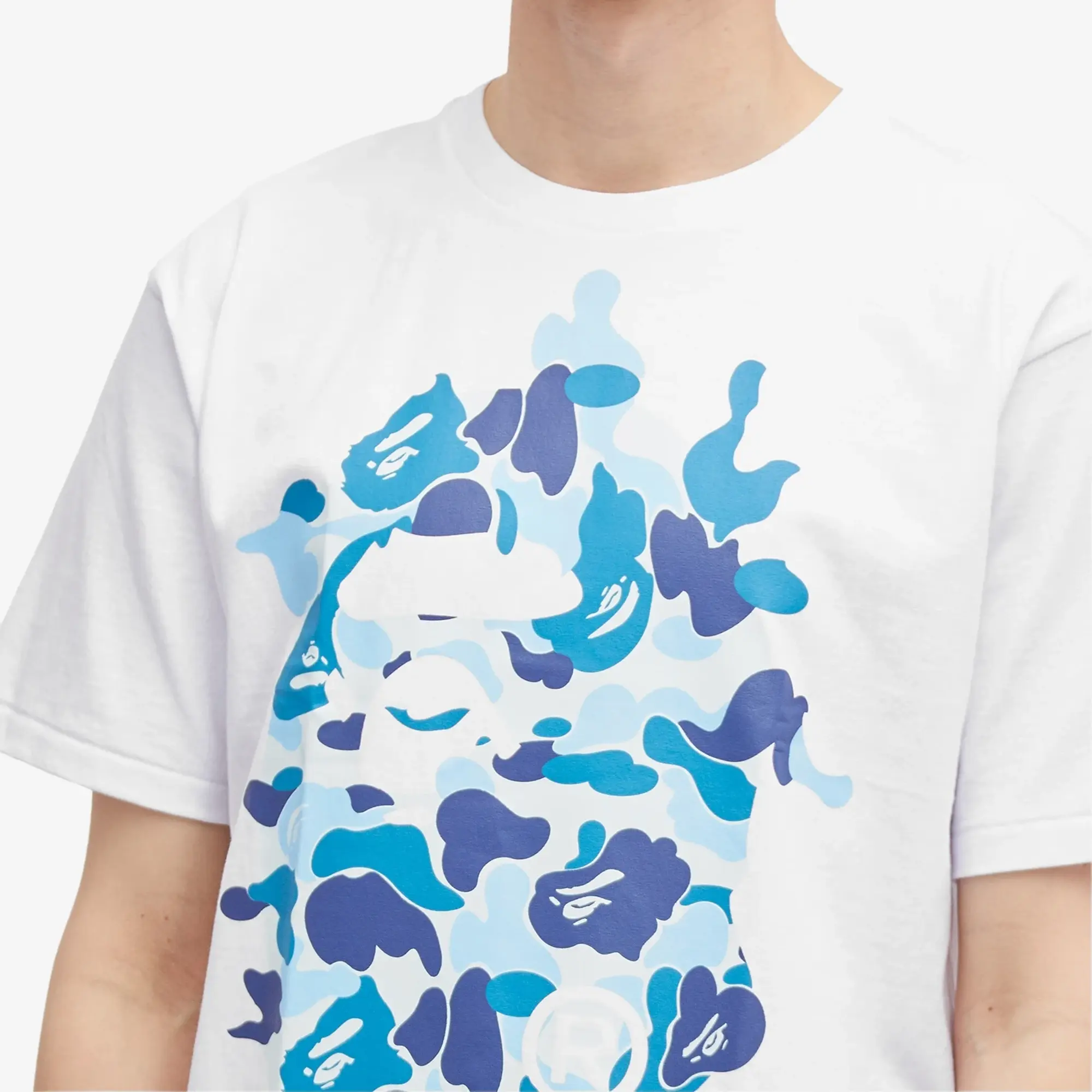 A Bathing Ape Men's ABC Camo Rebuild Big Ape Head T-Shirt White/Blue