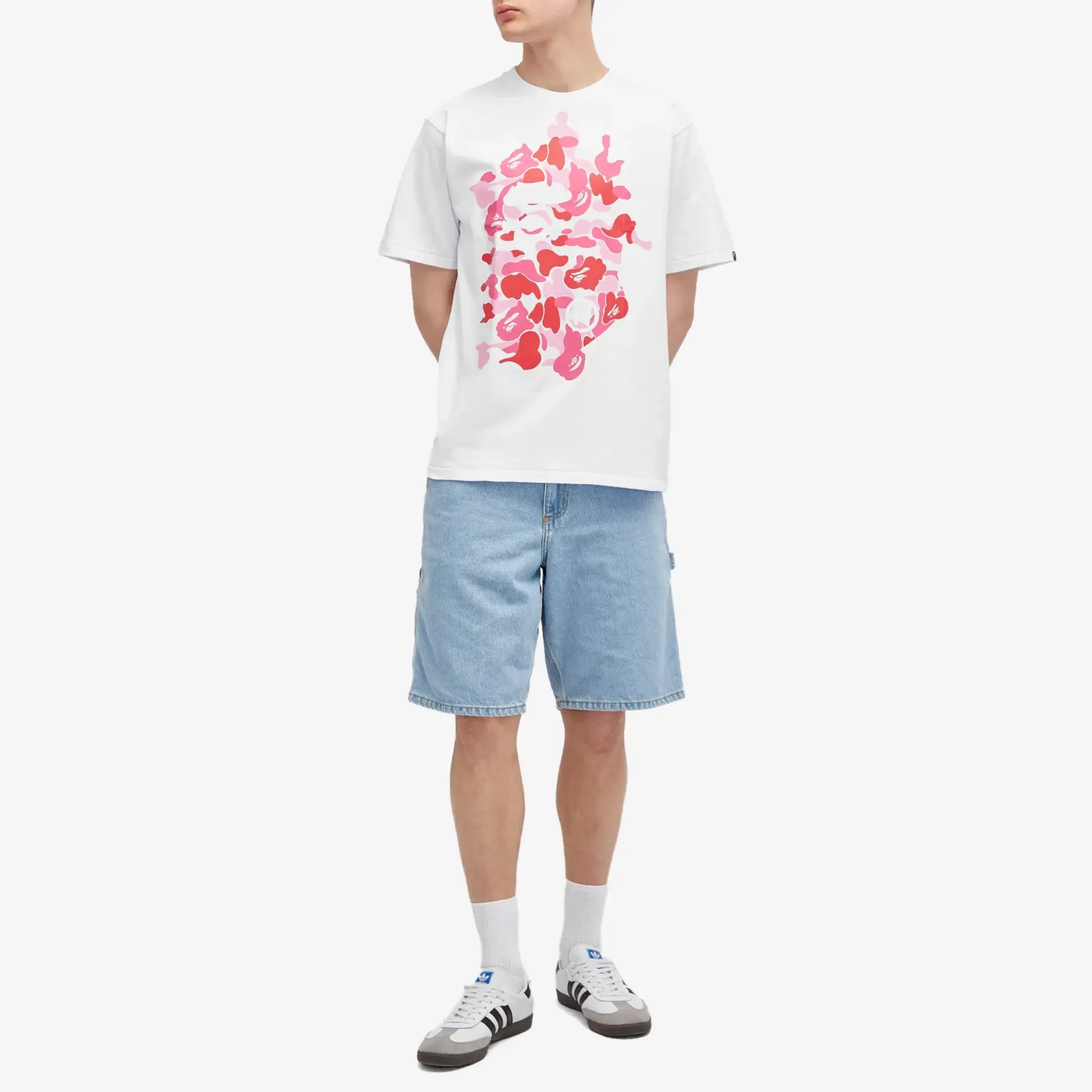 A Bathing Ape Men's ABC Camo Rebuild Big Ape Head T-Shirt White/Pink