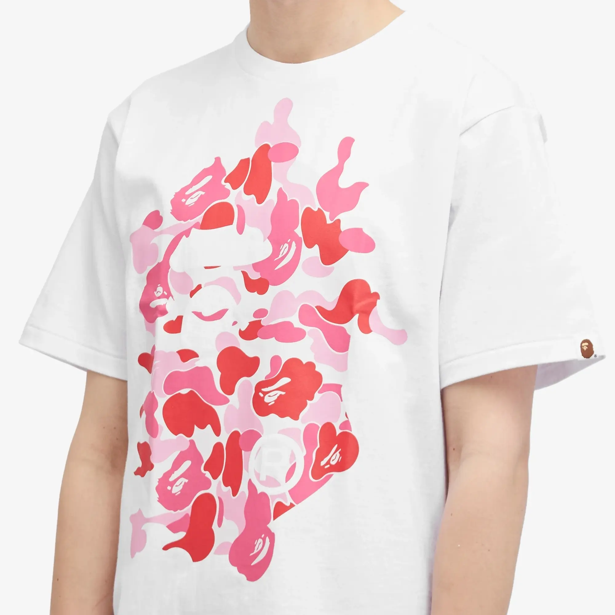 A Bathing Ape Men's ABC Camo Rebuild Big Ape Head T-Shirt White/Pink