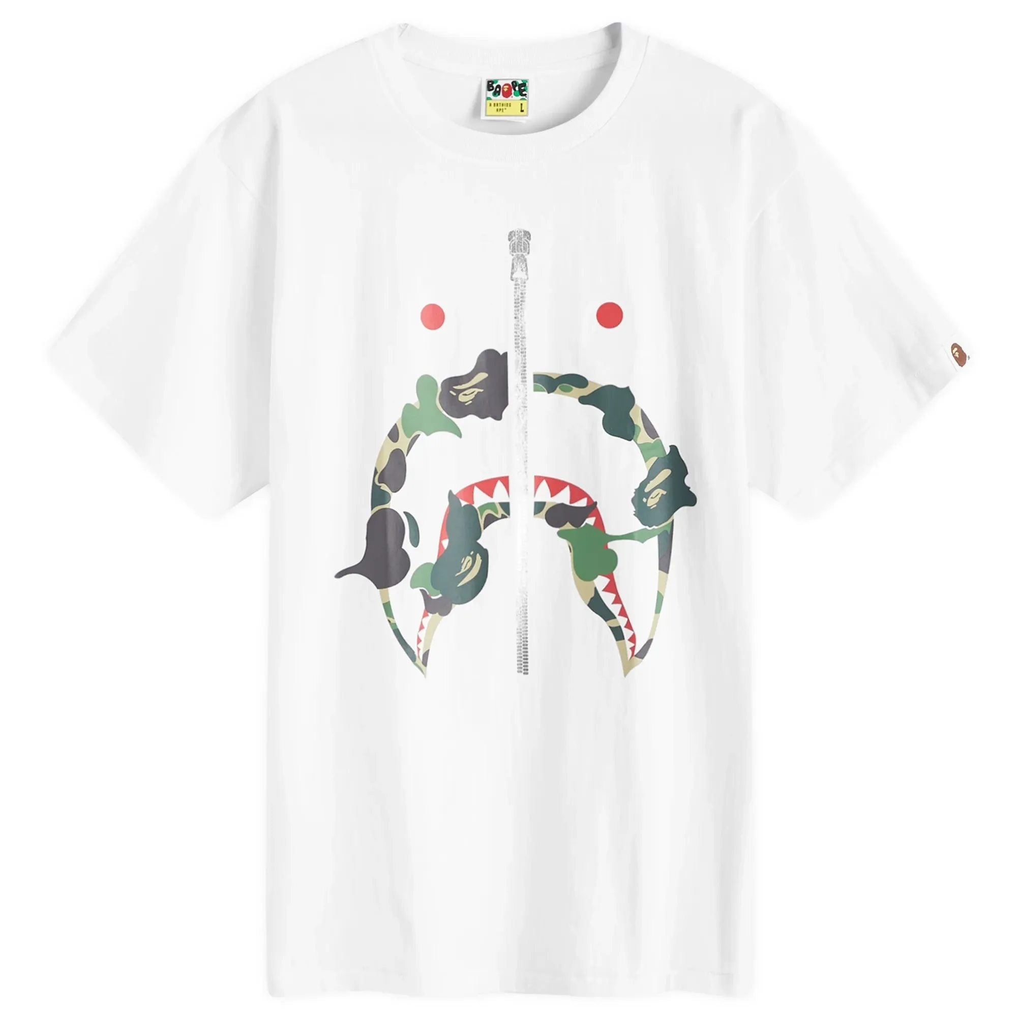 A Bathing Ape Men's ABC Camo Rebuild Shark T-Shirt White/Green
