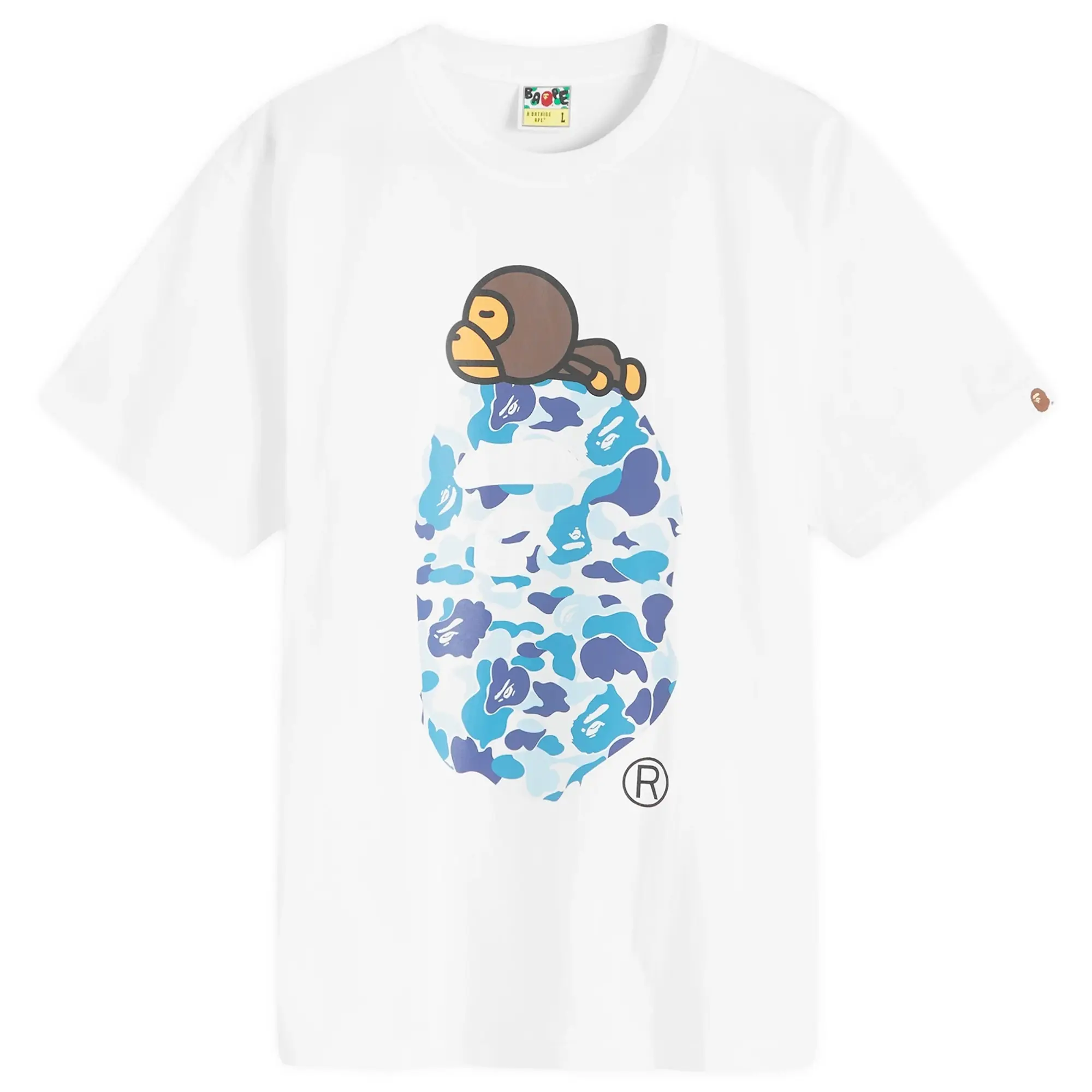 A Bathing Ape Men's ABC Camo on Big Ape T-Shirt White/Blue