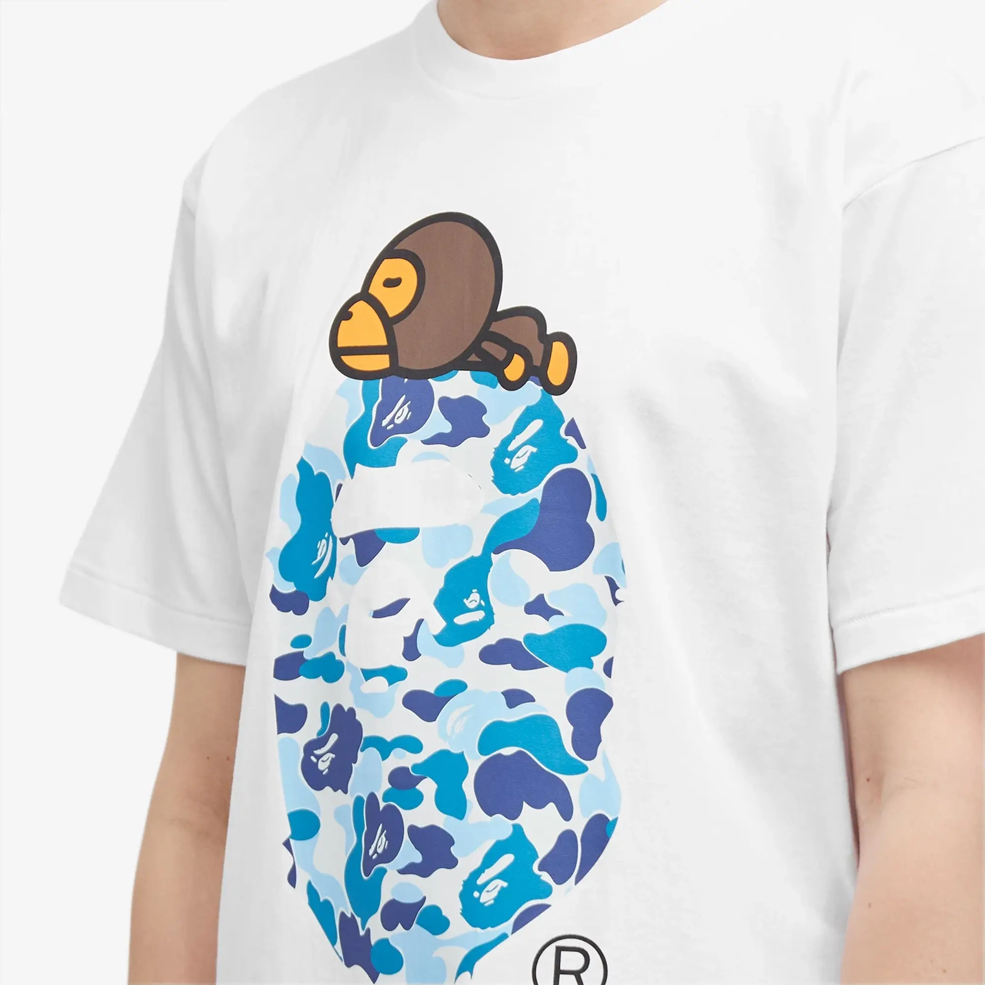 A Bathing Ape Men's ABC Camo on Big Ape T-Shirt White/Blue