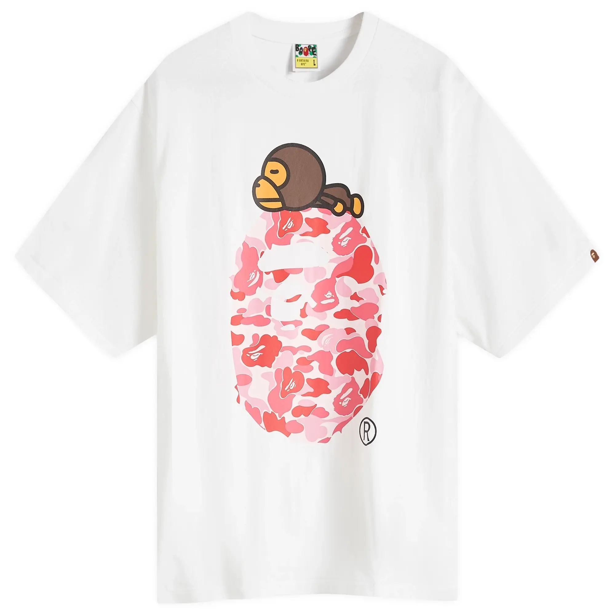 A Bathing Ape Men's ABC Camo on Big Ape T-Shirt White/Pink