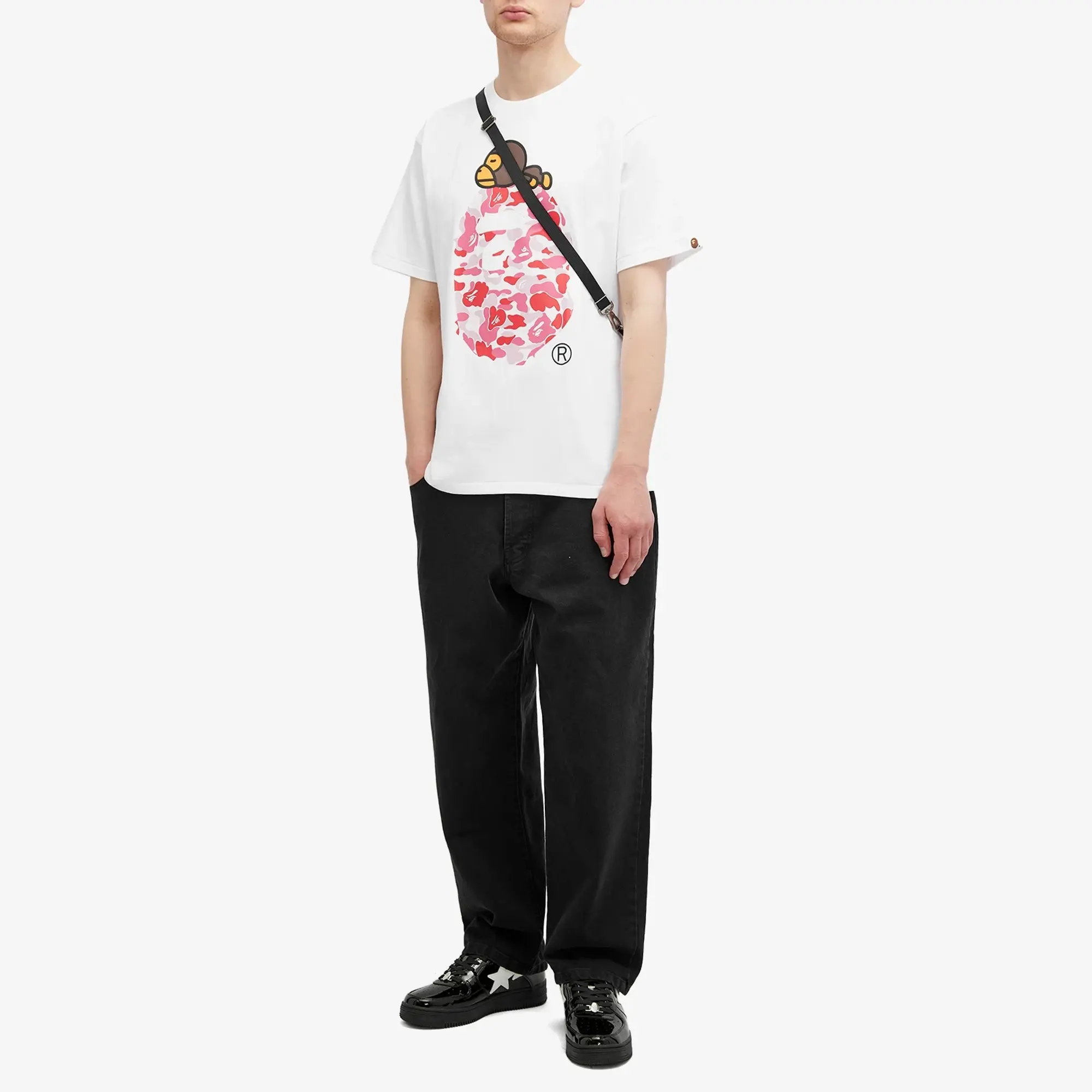 A Bathing Ape Men's ABC Camo on Big Ape T-Shirt White/Pink