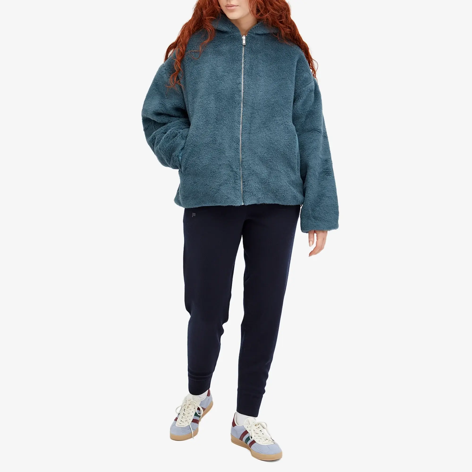 Pangaia Recycled Wool Fleece Reversible Bomber Jacket Storm Blue