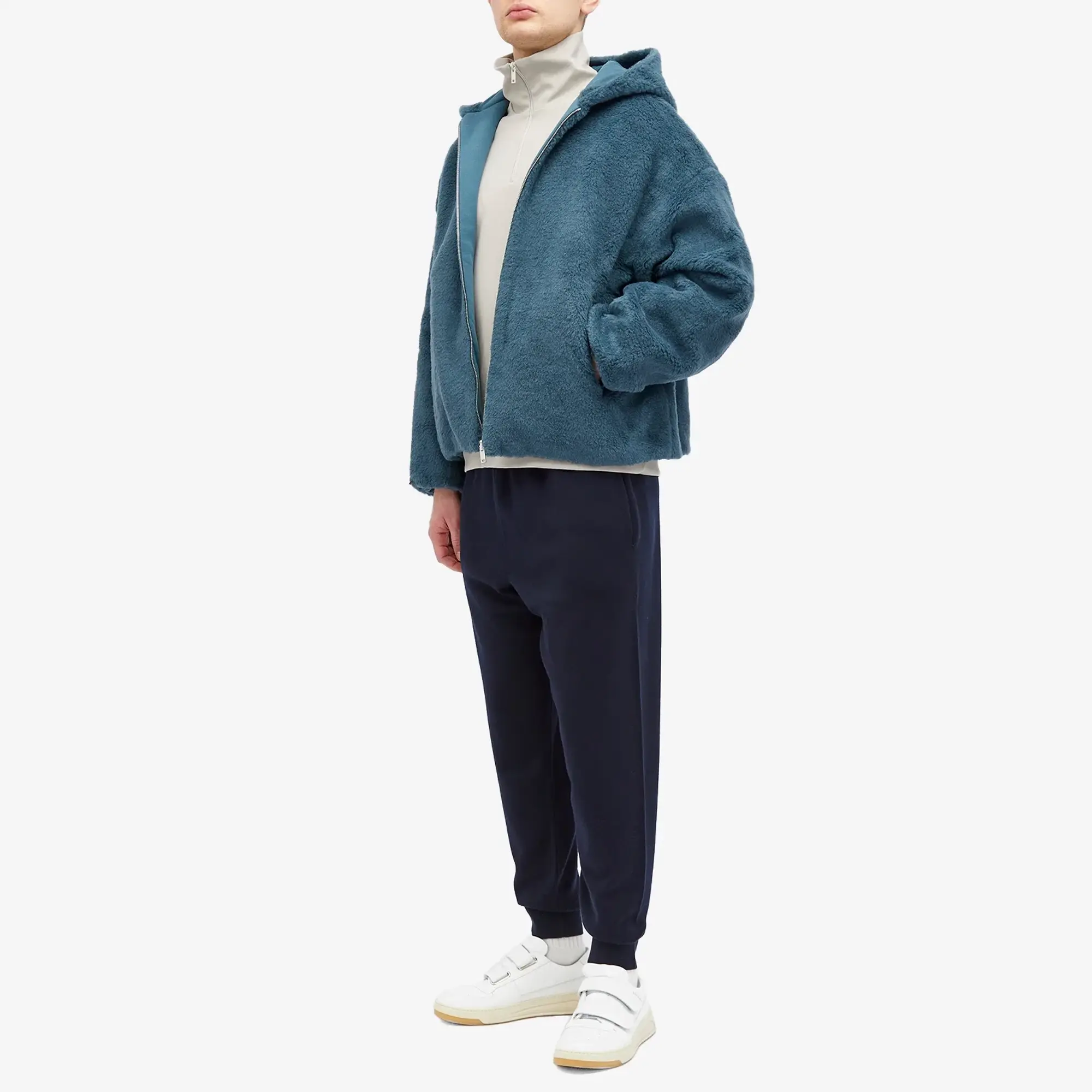 Pangaia Recycled Wool Fleece Reversible Bomber Jacket Storm Blue