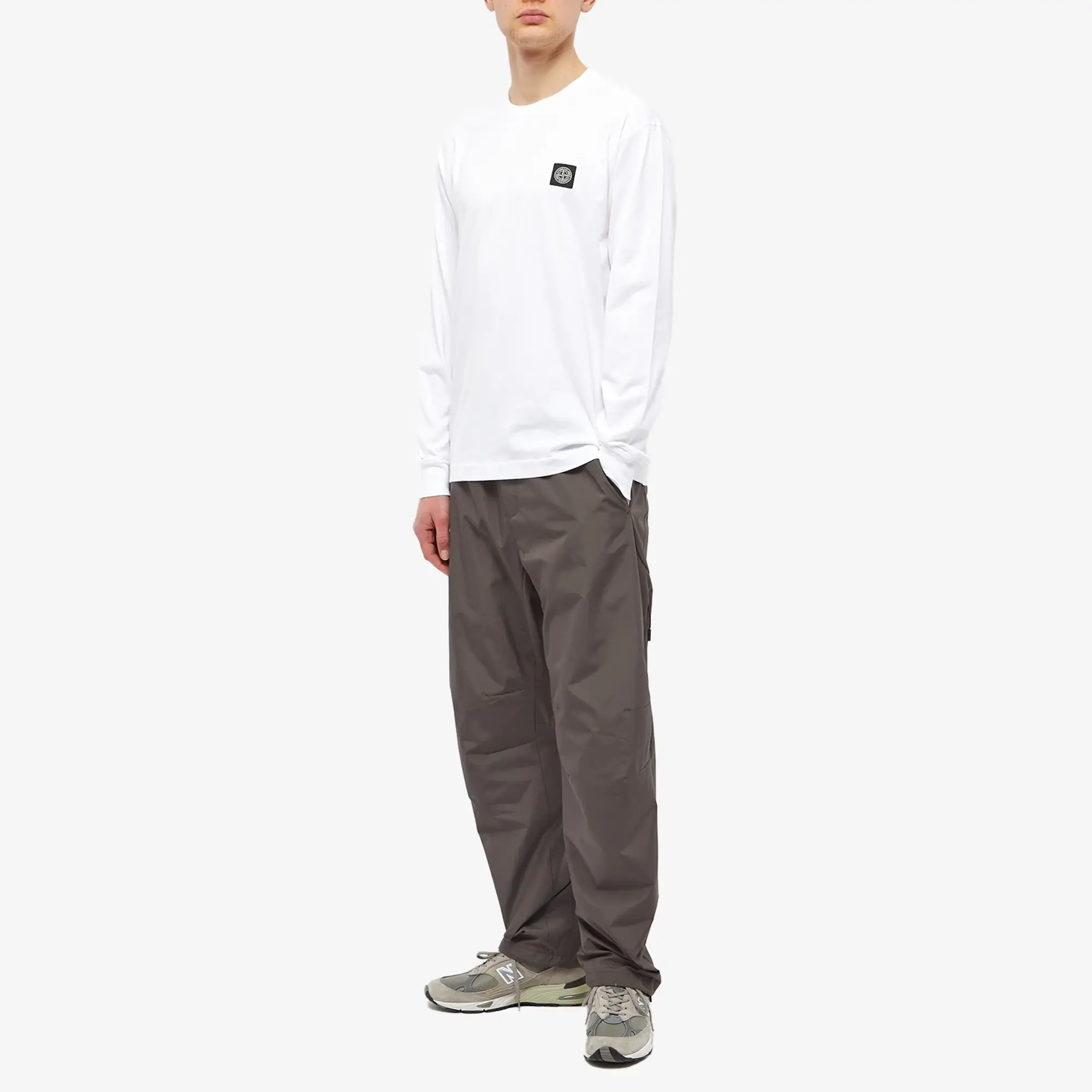 Stone Island Men's Long Sleeve Patch T-Shirt White