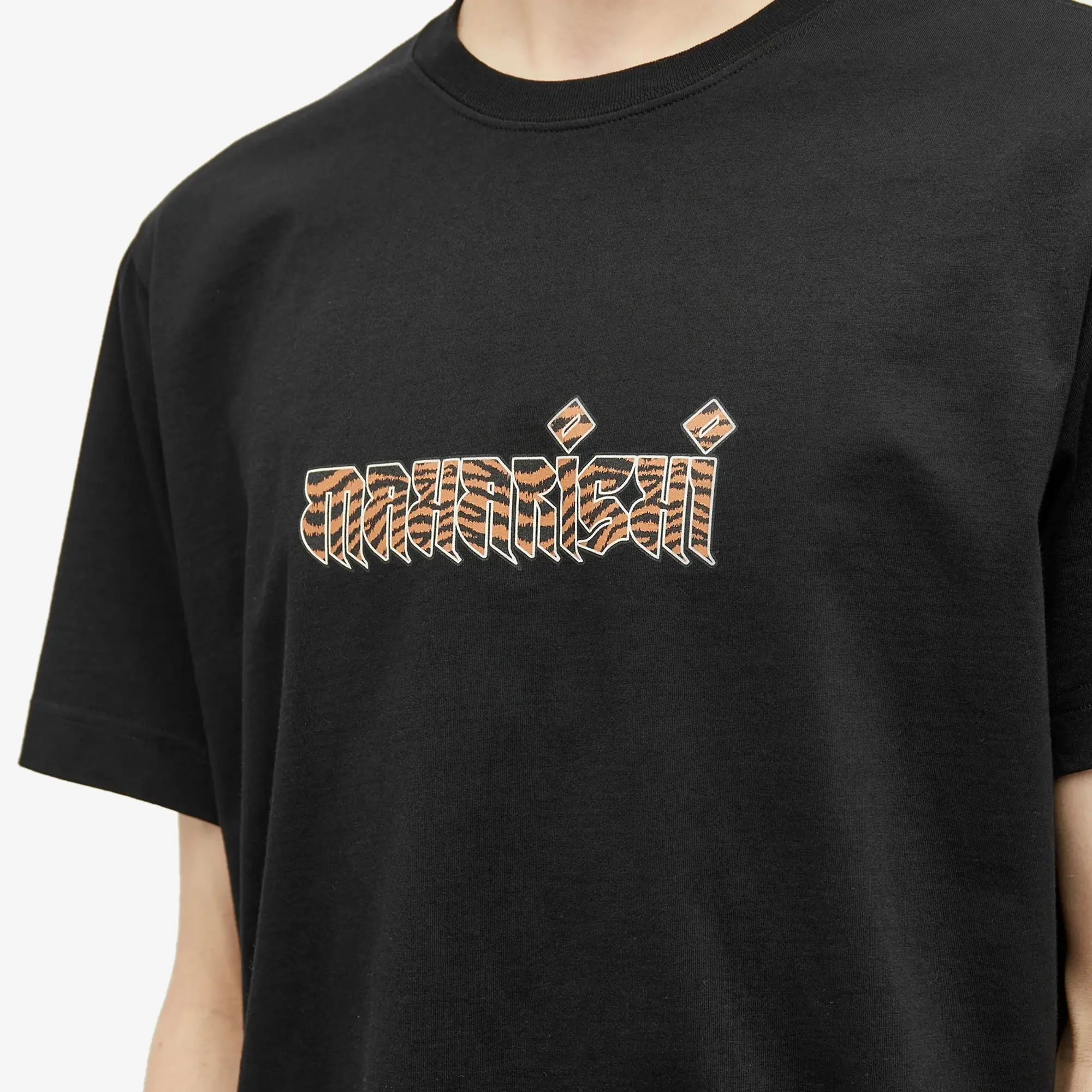 Maharishi Men's Tiger Fur Calligraphy T-Shirt Black