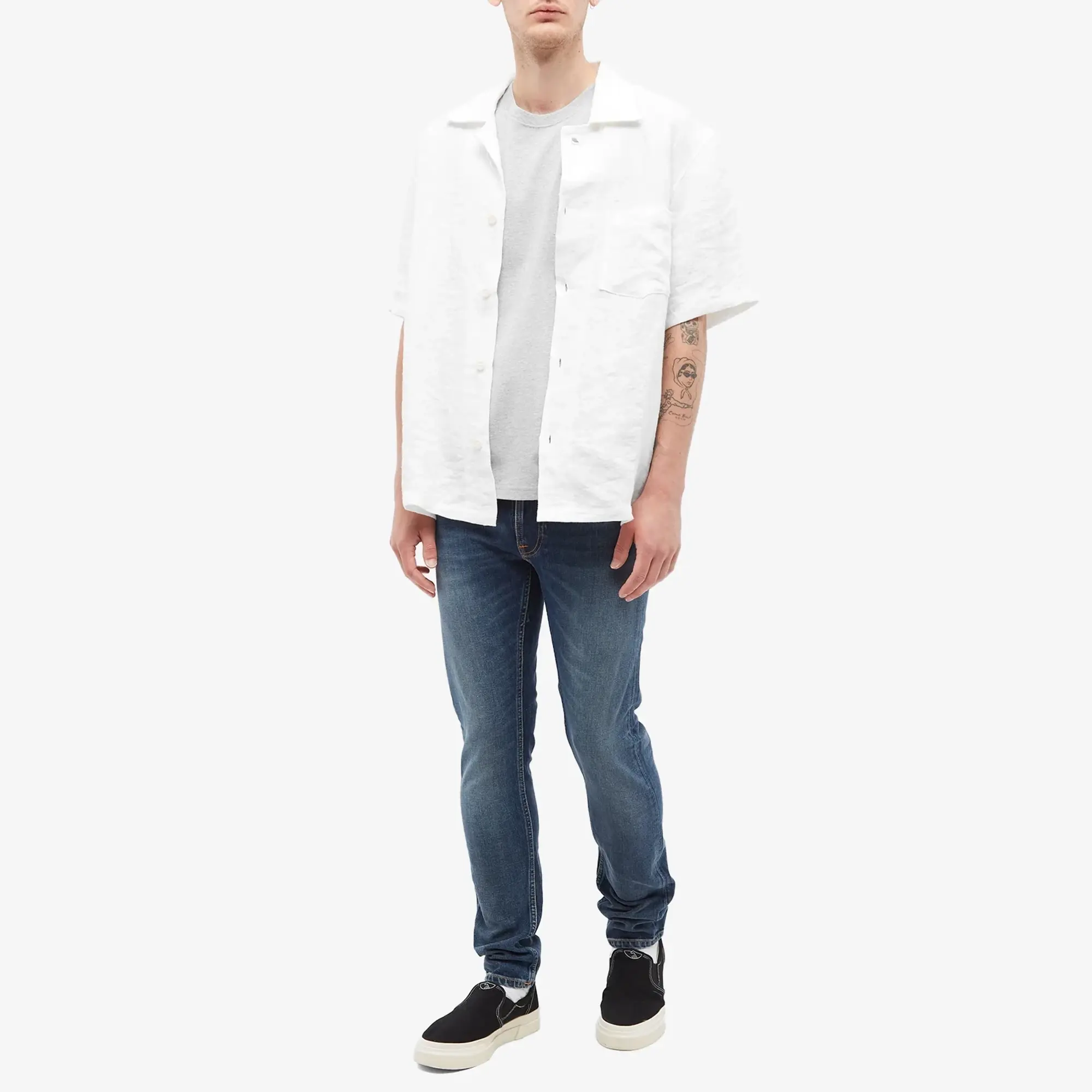 Nudie Jeans Co Nudie Leffe Pocket Tee Grey Melange