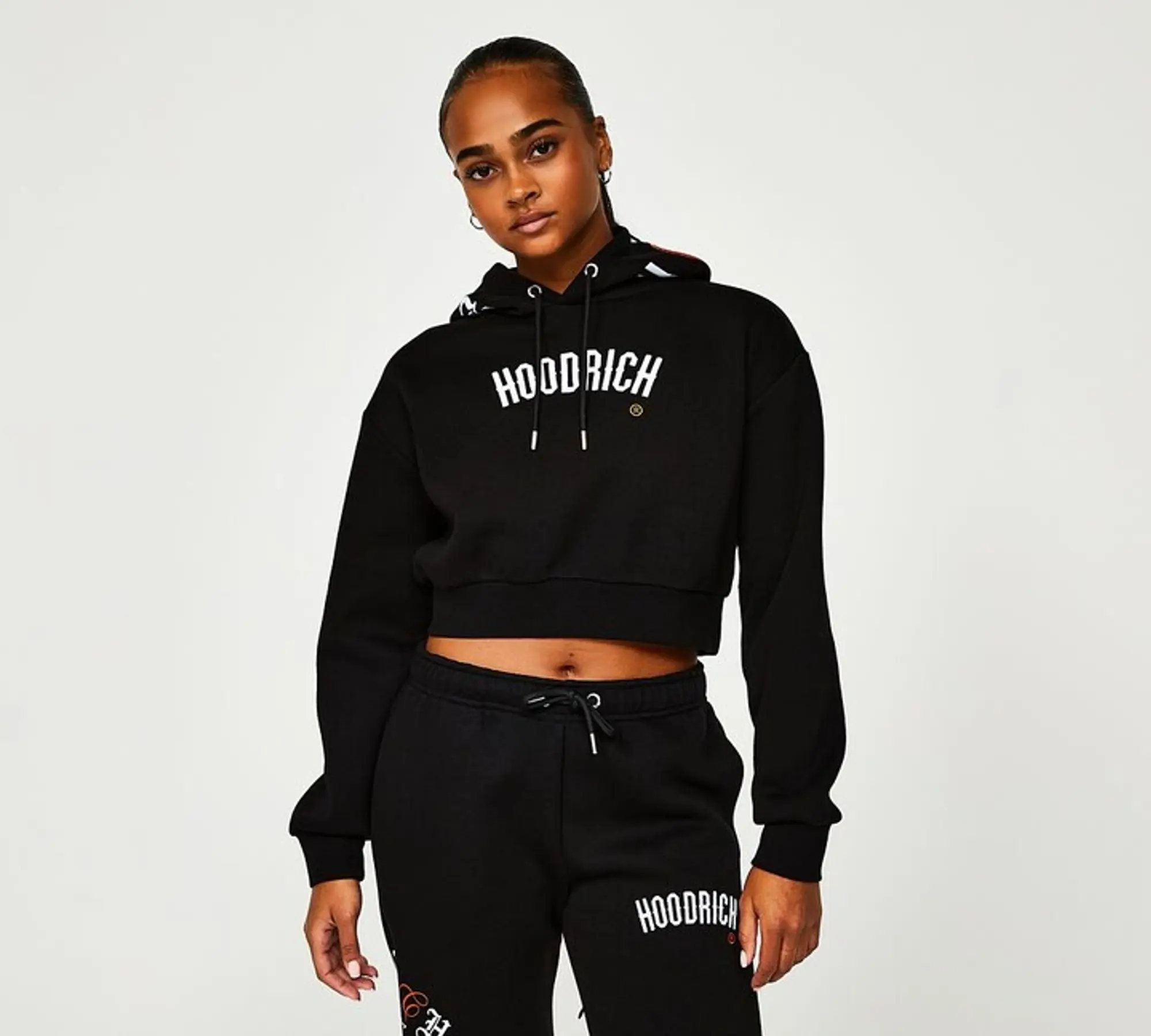Hoodrich Womens Calor Cropped Hoodie - Black - Size L - Black