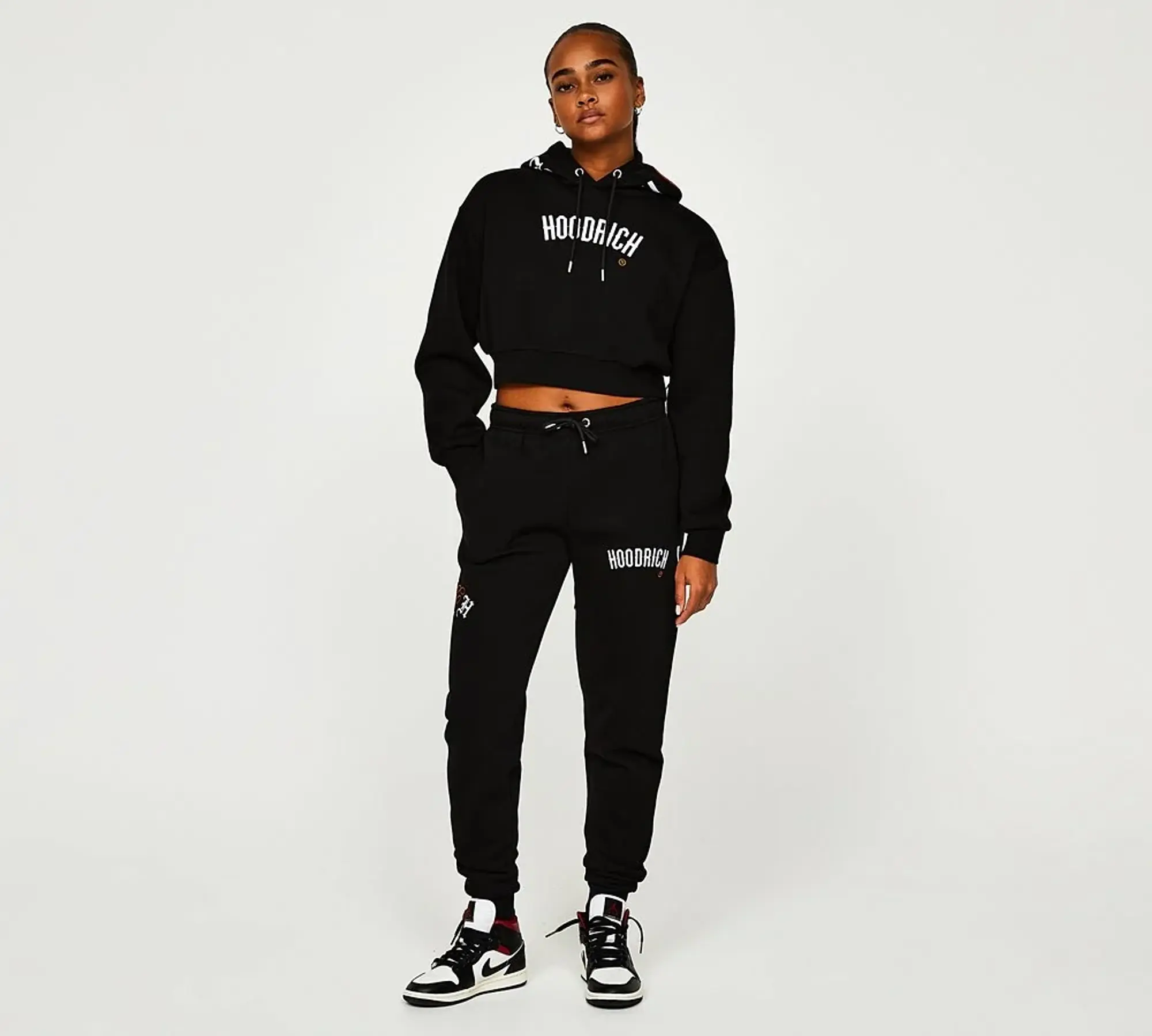 Hoodrich Womens Calor Cropped Hoodie - Black - Size L - Black