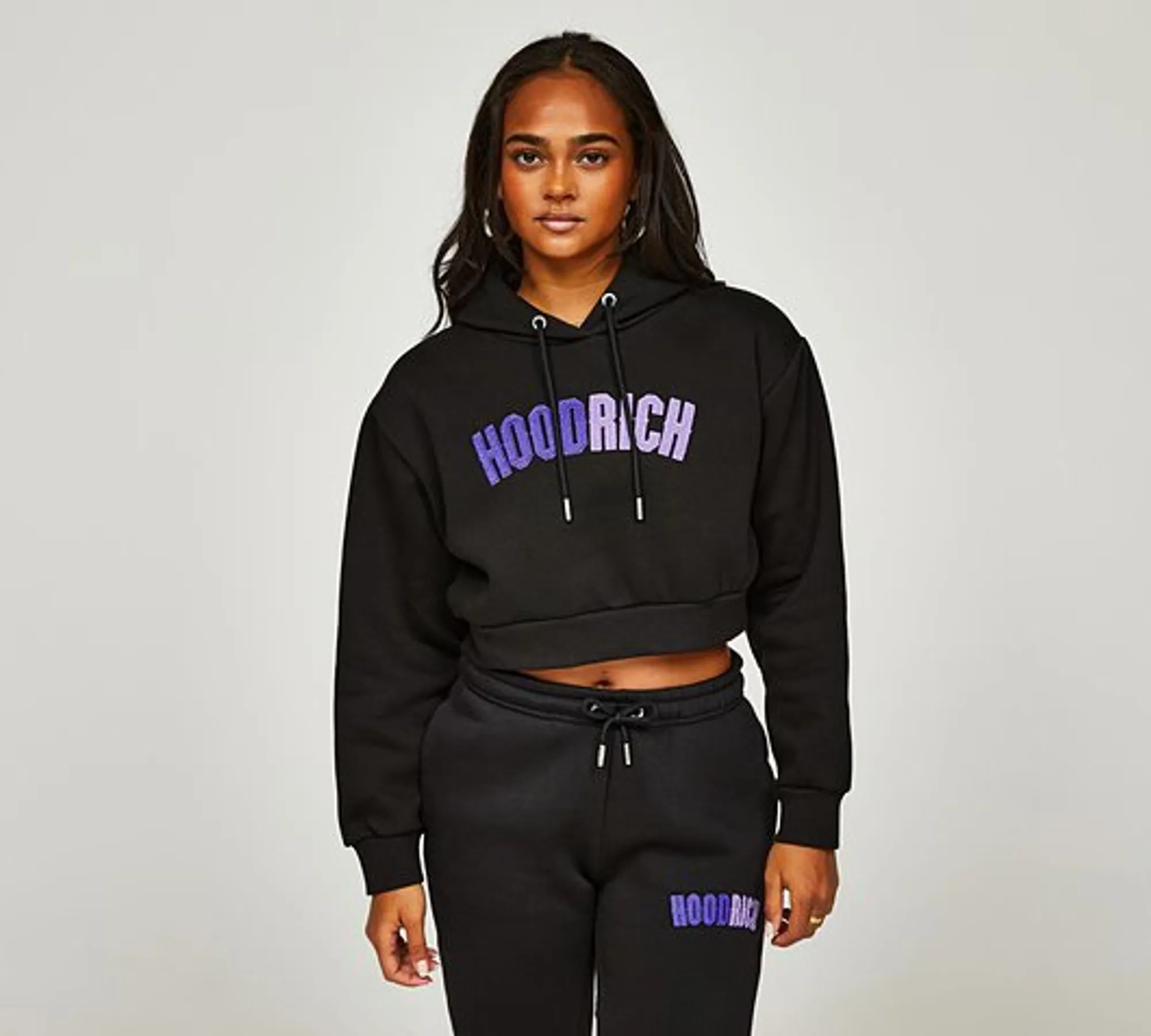 Hoodrich Womens Kraze Crop Hoodie - Black - Size L - Black | HW