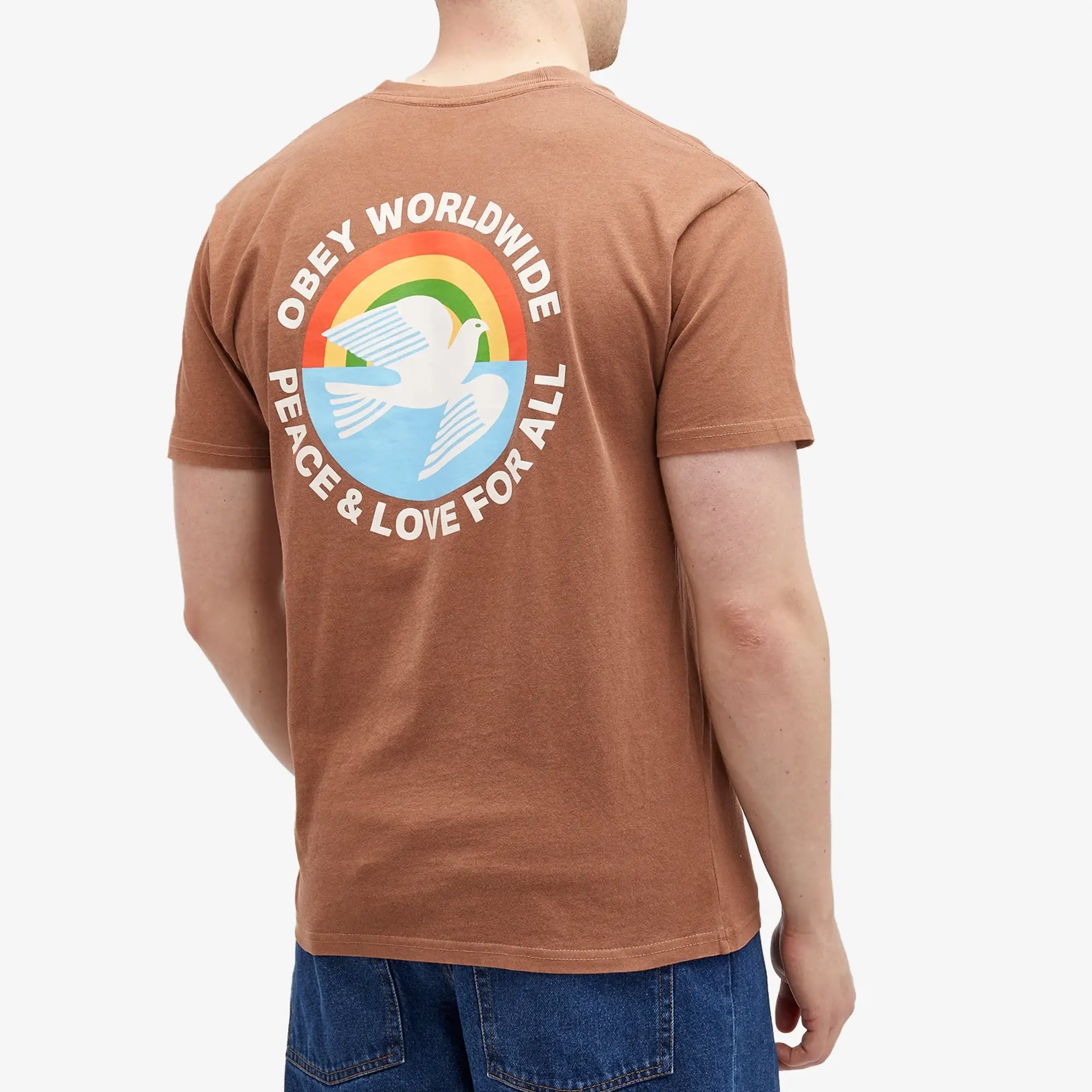 Obey Men's Peace & Love For All T-Shirt Mocha Bisque