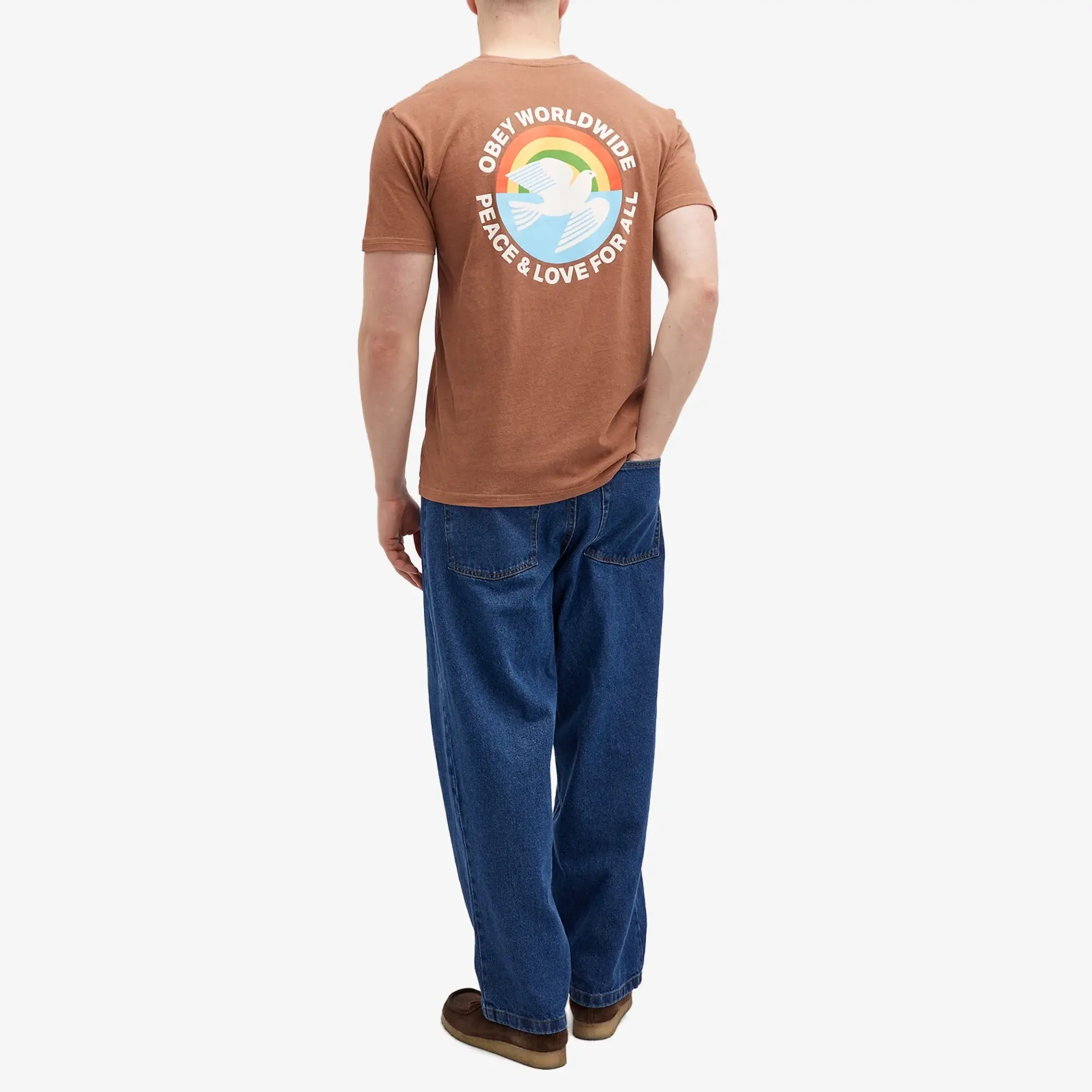 Obey Men's Peace & Love For All T-Shirt Mocha Bisque