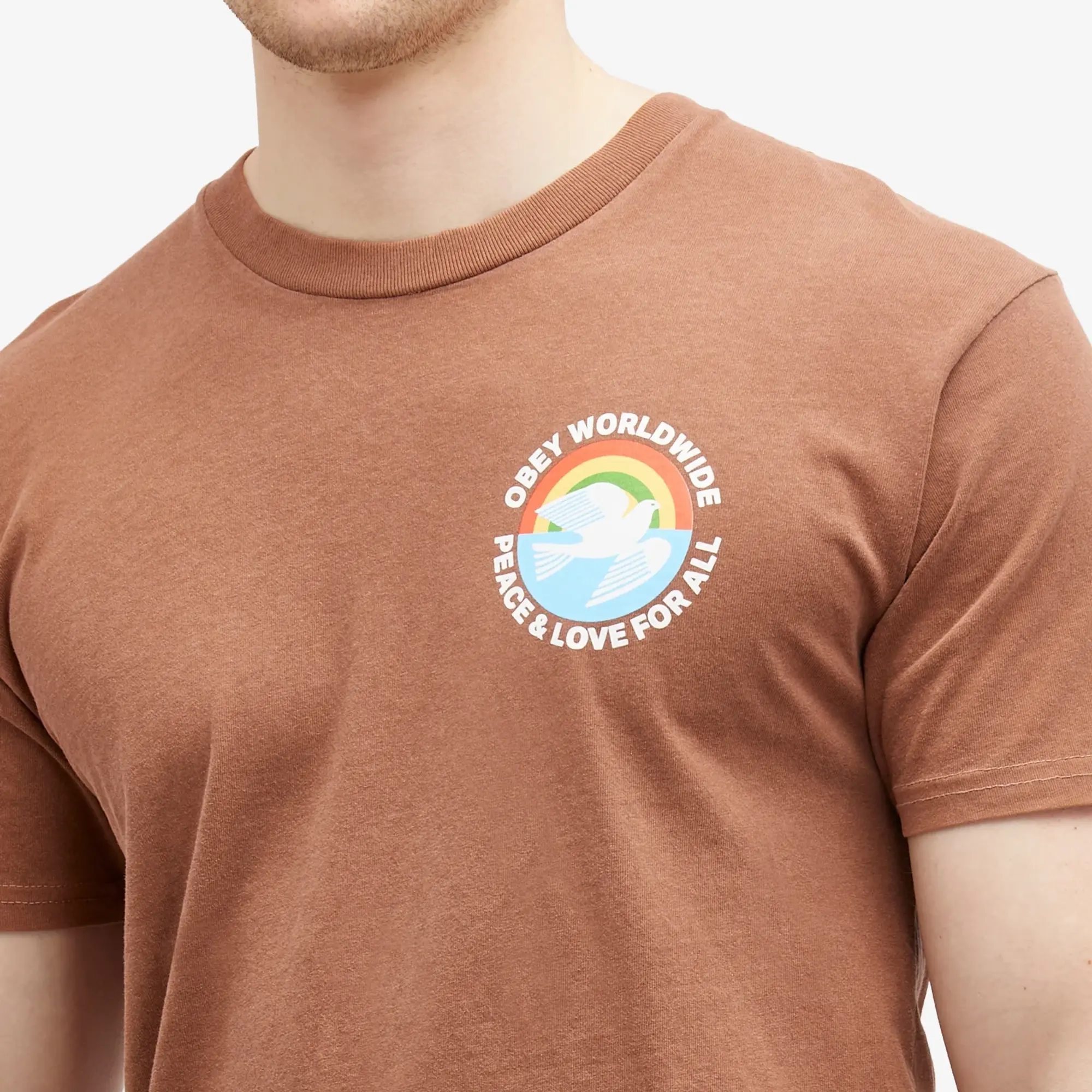 Obey Men's Peace & Love For All T-Shirt Mocha Bisque