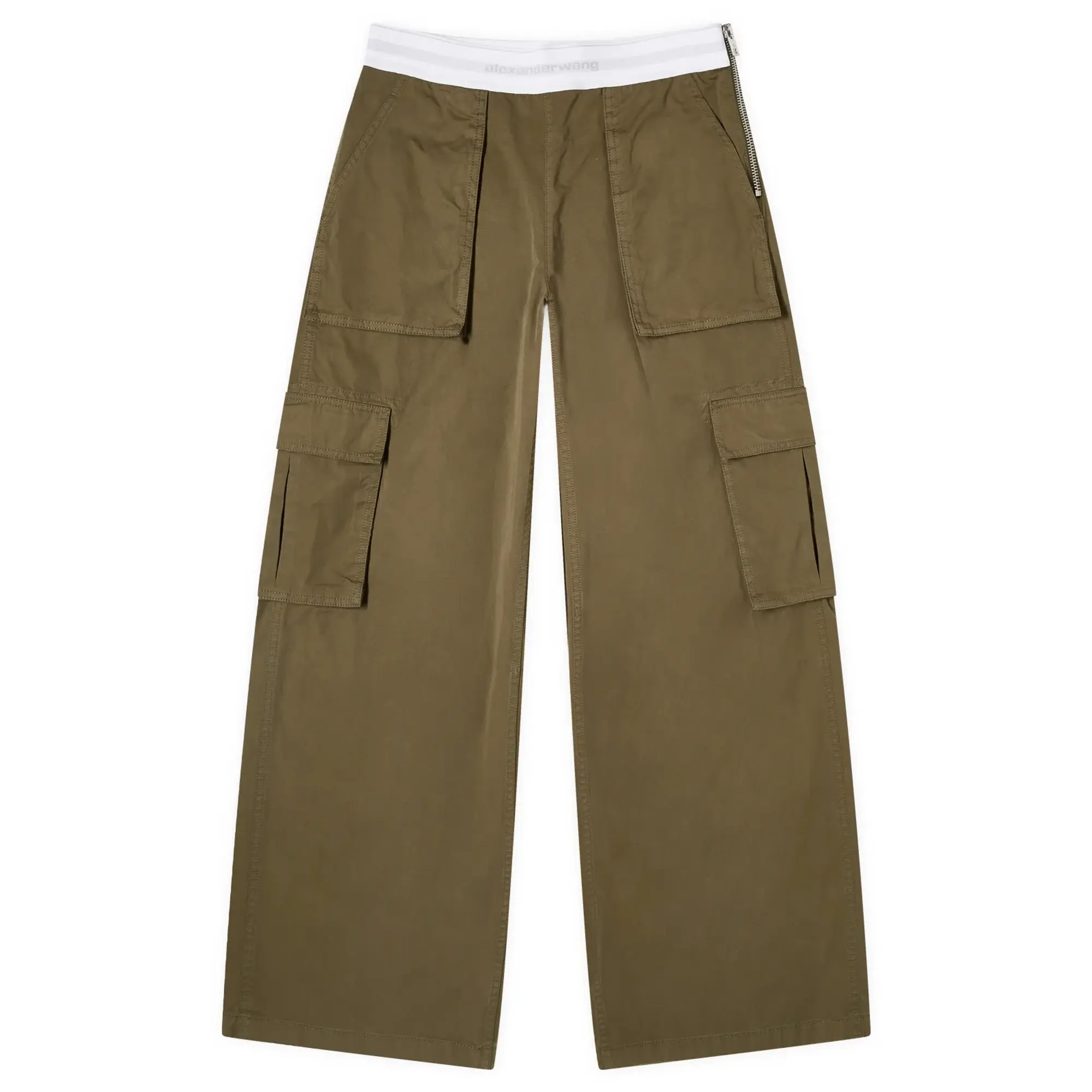 Alexander Wang Women's Mid Rise Cargo Rave Pants Army Green